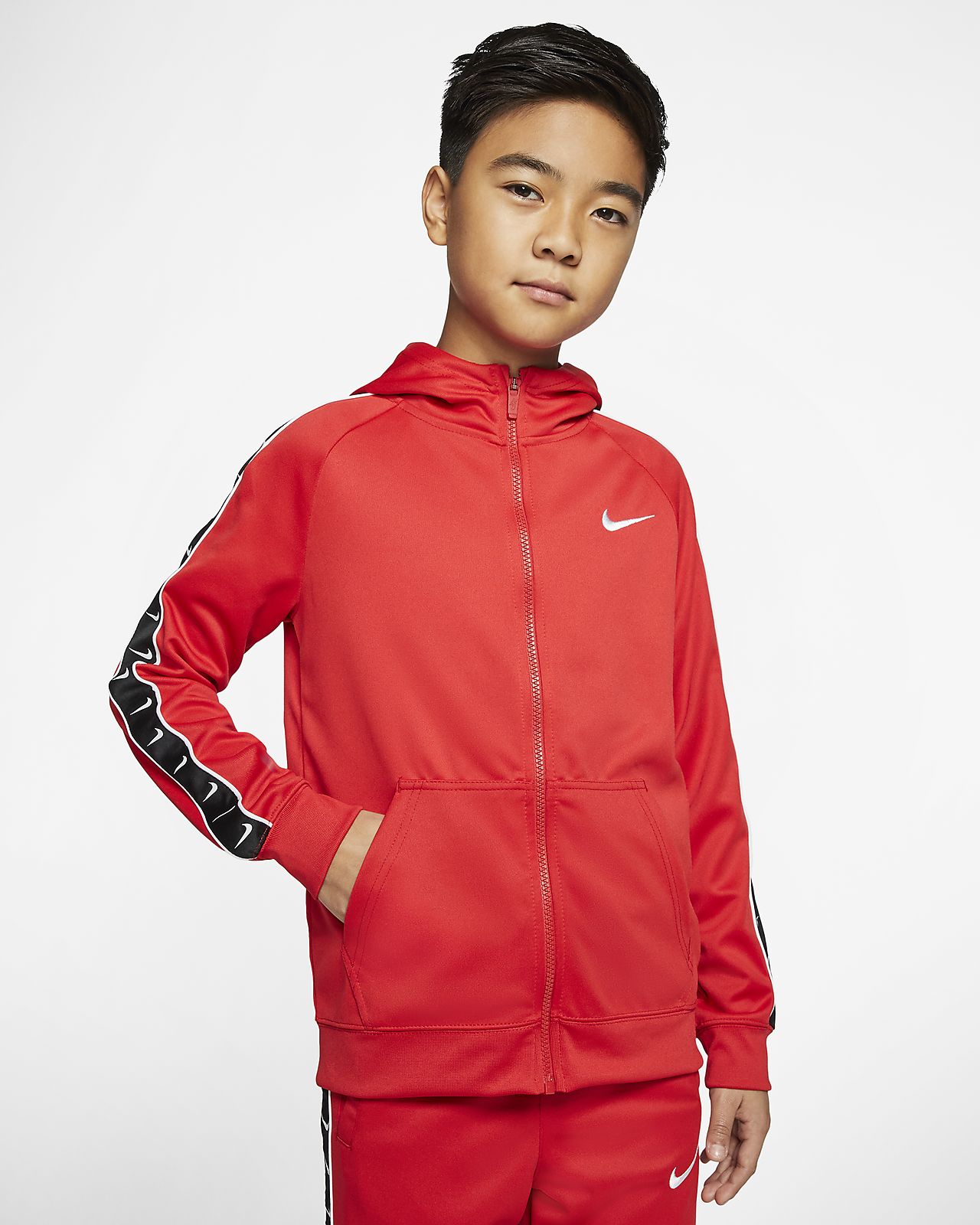 boys red zip hoodie