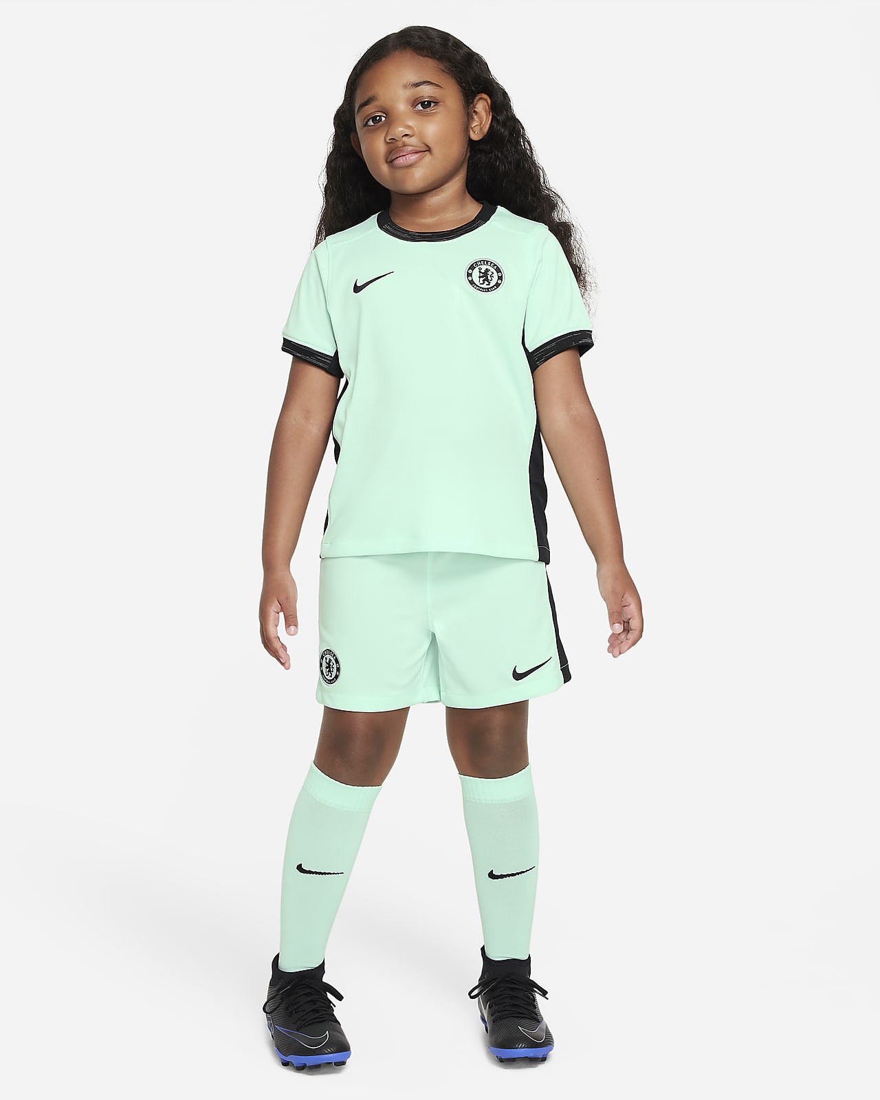 Třetí trojdílná souprava Nike Dri-FIT Chelsea FC 2023/24 pro malé děti