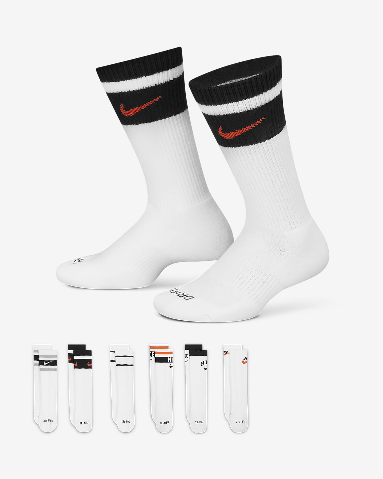 Κάλτσες μεσαίου ύψους Nike Everyday Plus Cushioned (έξι ζευγάρια)