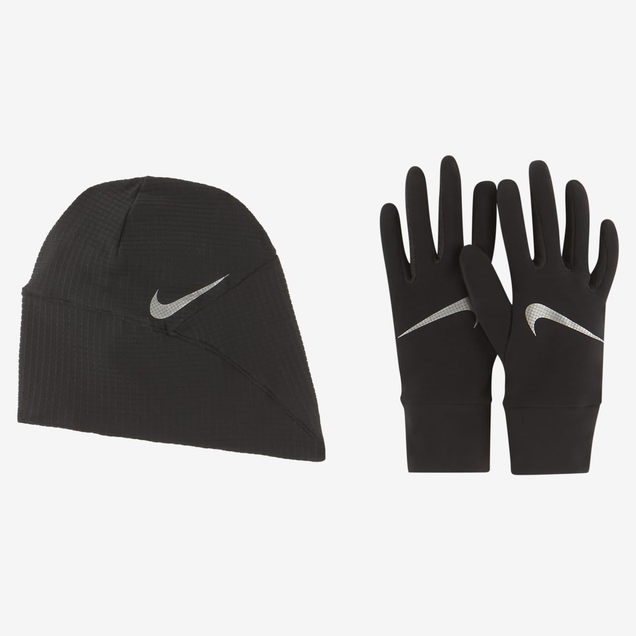  Nike Big Kids' Girls White/Gray Beanie and Gloves Set