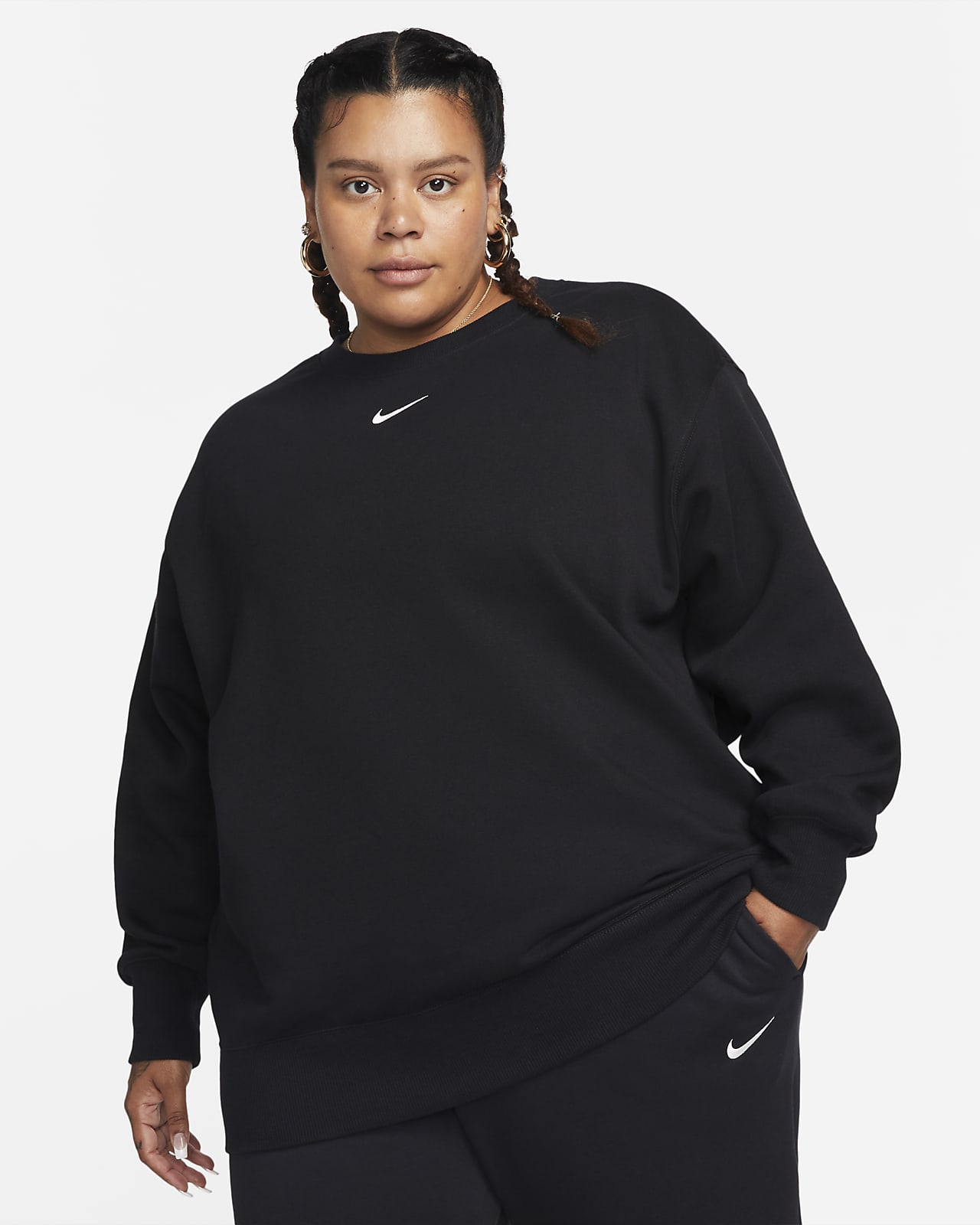 Tröja med rund hals i oversize-modell Nike Sportswear Phoenix Fleece för kvinnor (Plus Size)