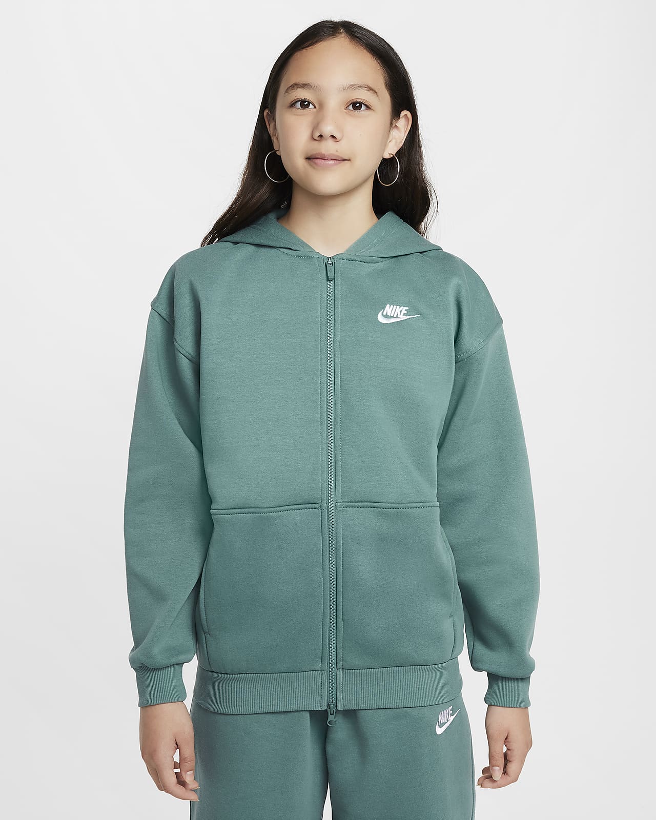 Nike Sportswear Club Fleece ekstra stor hettejakke til store barn (jente)