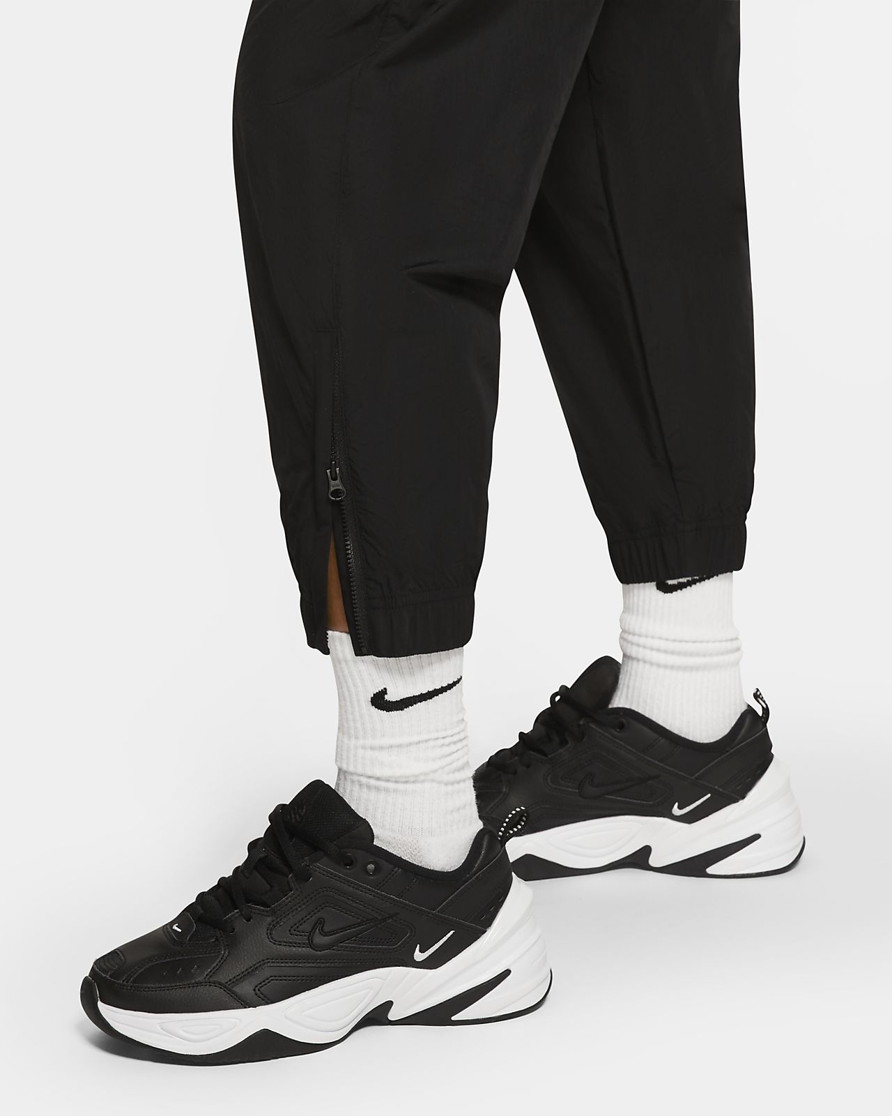 black and white nike tracksuit bottoms