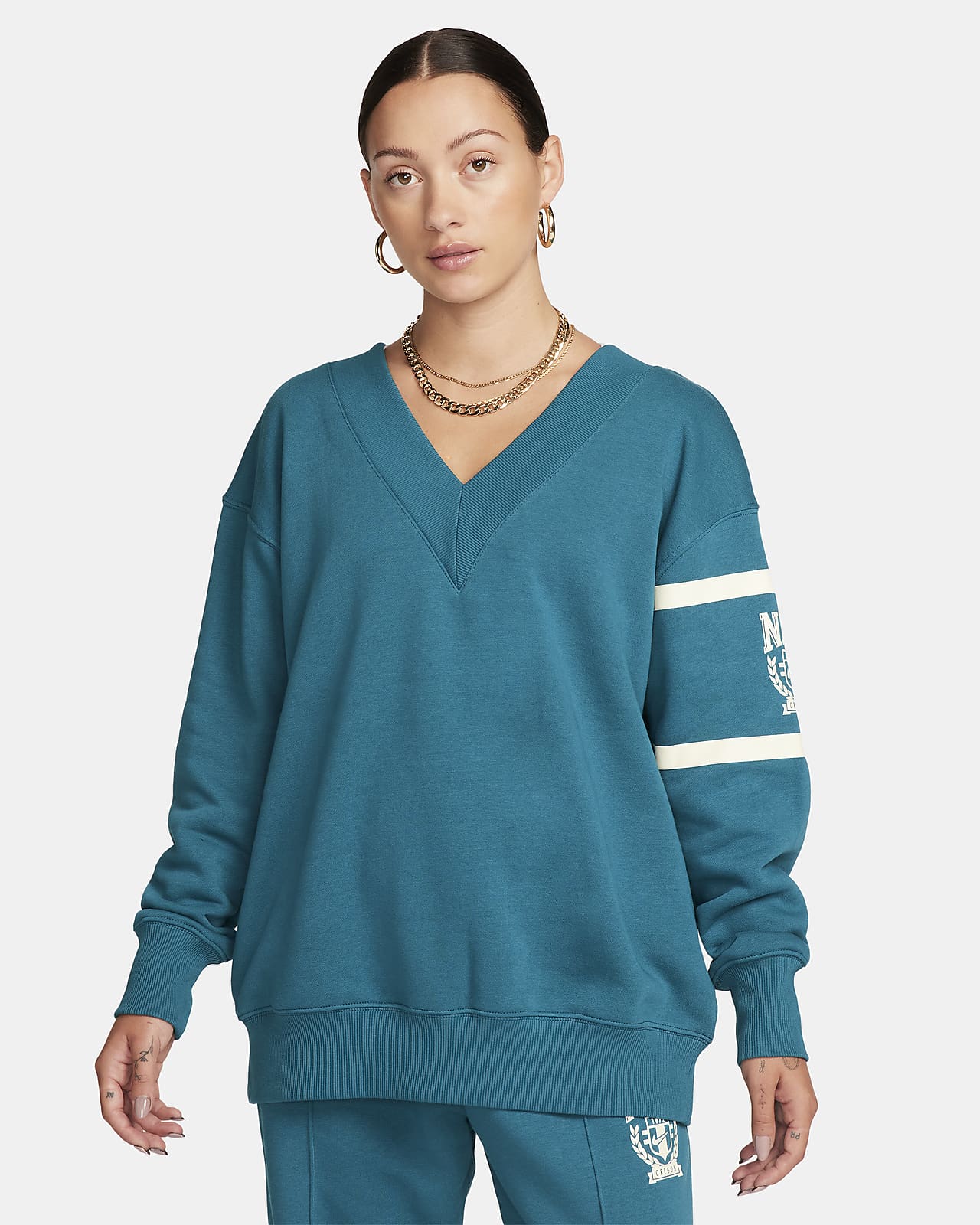 Nike Sportswear Phoenix Fleece V nyakú női pulóver