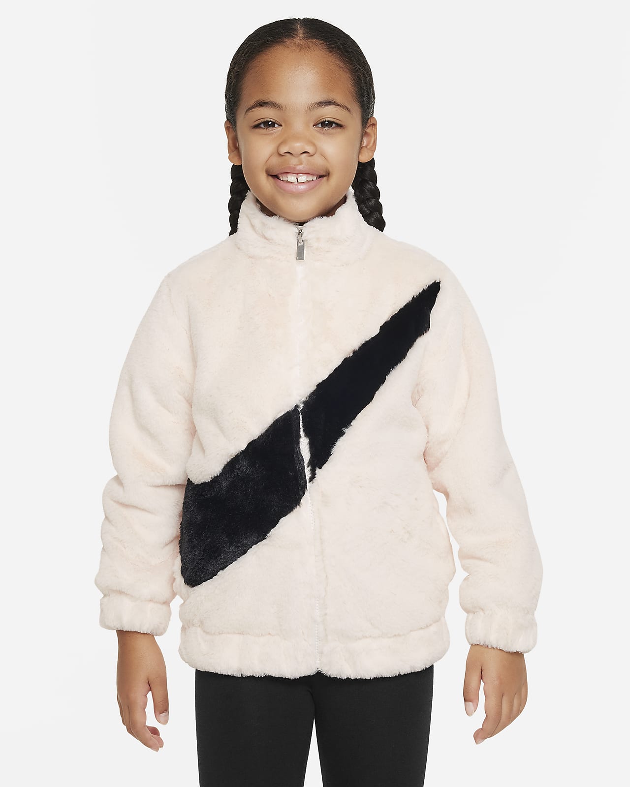 Nike Swoosh-Kunstpelzjacke für jüngere Kinder