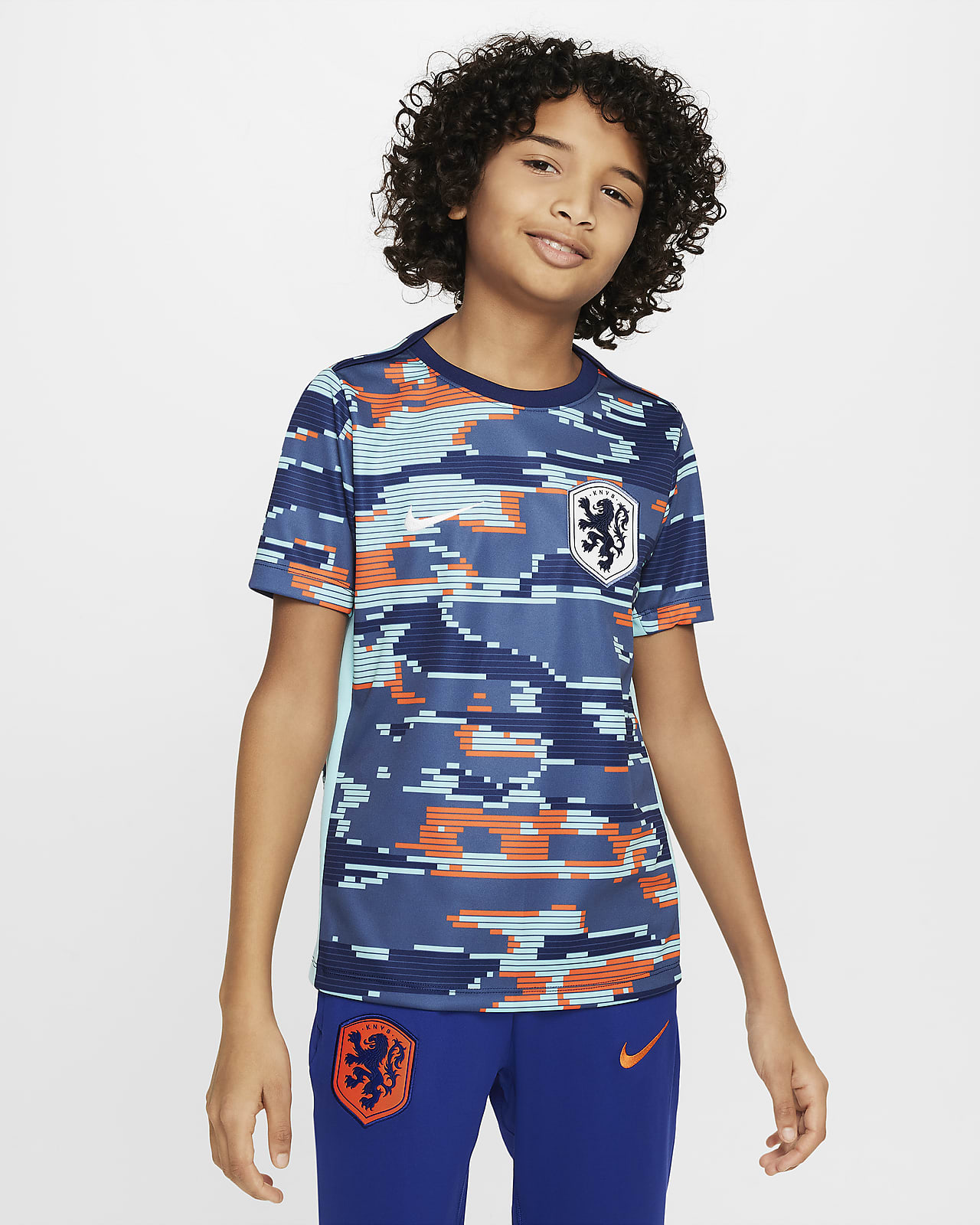 Holland Academy Pro Nike Dri-FIT Pre-Match-fodboldtrøje med korte ærmer til større børn
