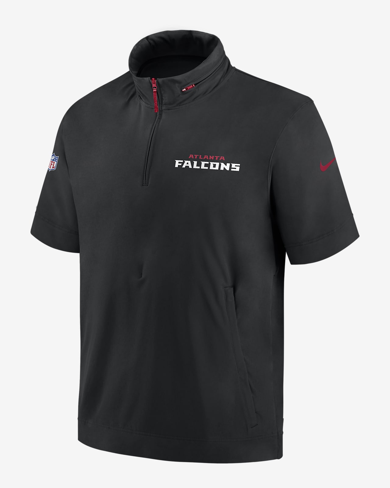 Atlanta Falcons Sideline Coach Men's Nike NFL 1/2-Zip Short-Sleeve Hooded Jacket
