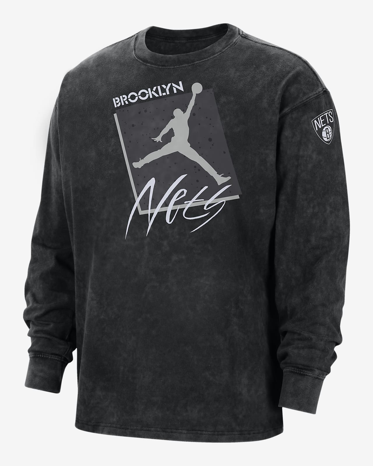 Långärmad NBA-t-shirt Jordan Max90 Brooklyn Nets Courtside Statement Edition för män