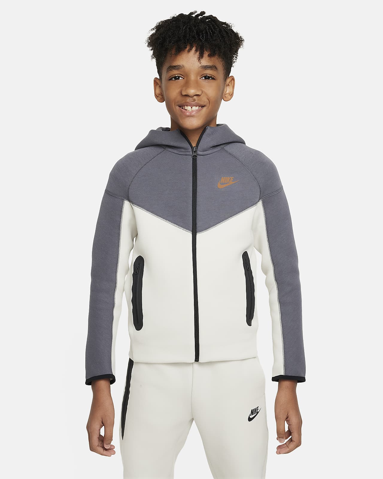 Μπλούζα με κουκούλα και φερμουάρ σε όλο το μήκος Nike Sportswear Tech Fleece για μεγάλα αγόρια