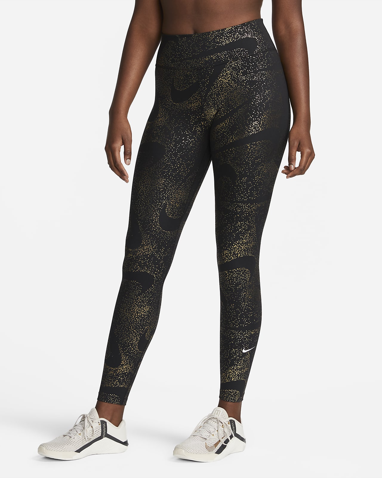 Nike One-leggings med print og mellemhøj talje til kvinder