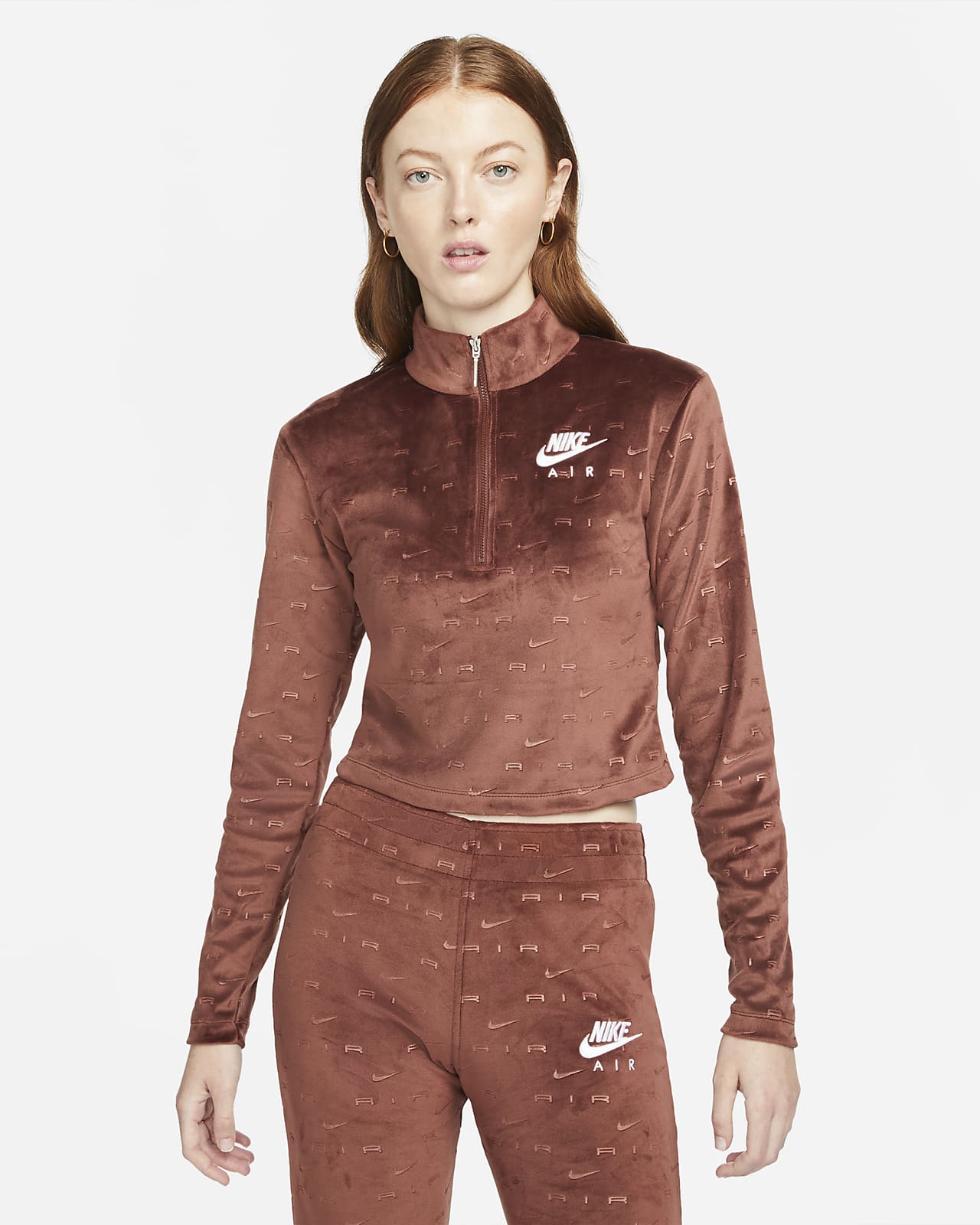 Nike Air Women's Velour 1/4-Zip Long-Sleeve Top