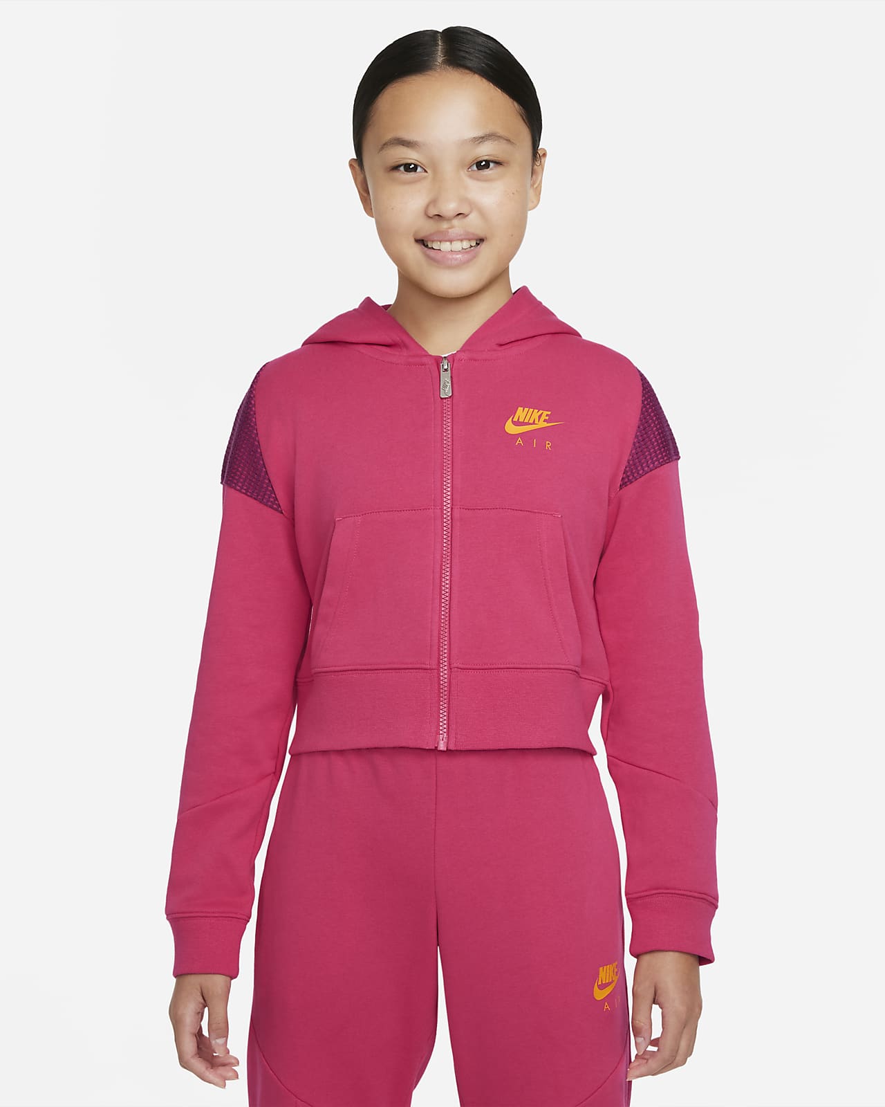 Nike Air 大童 (女童) 法國毛圈布全長式拉鍊連帽上衣