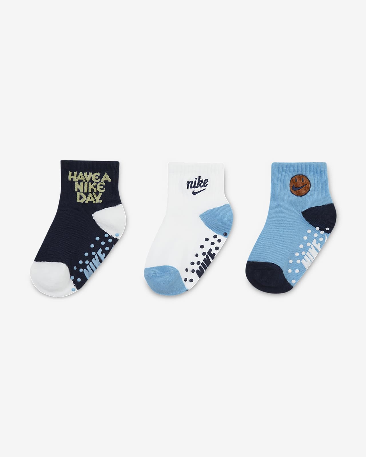 Nike Sense of Adventure Baby (12-24M) Gripper Socks (3 Pairs)