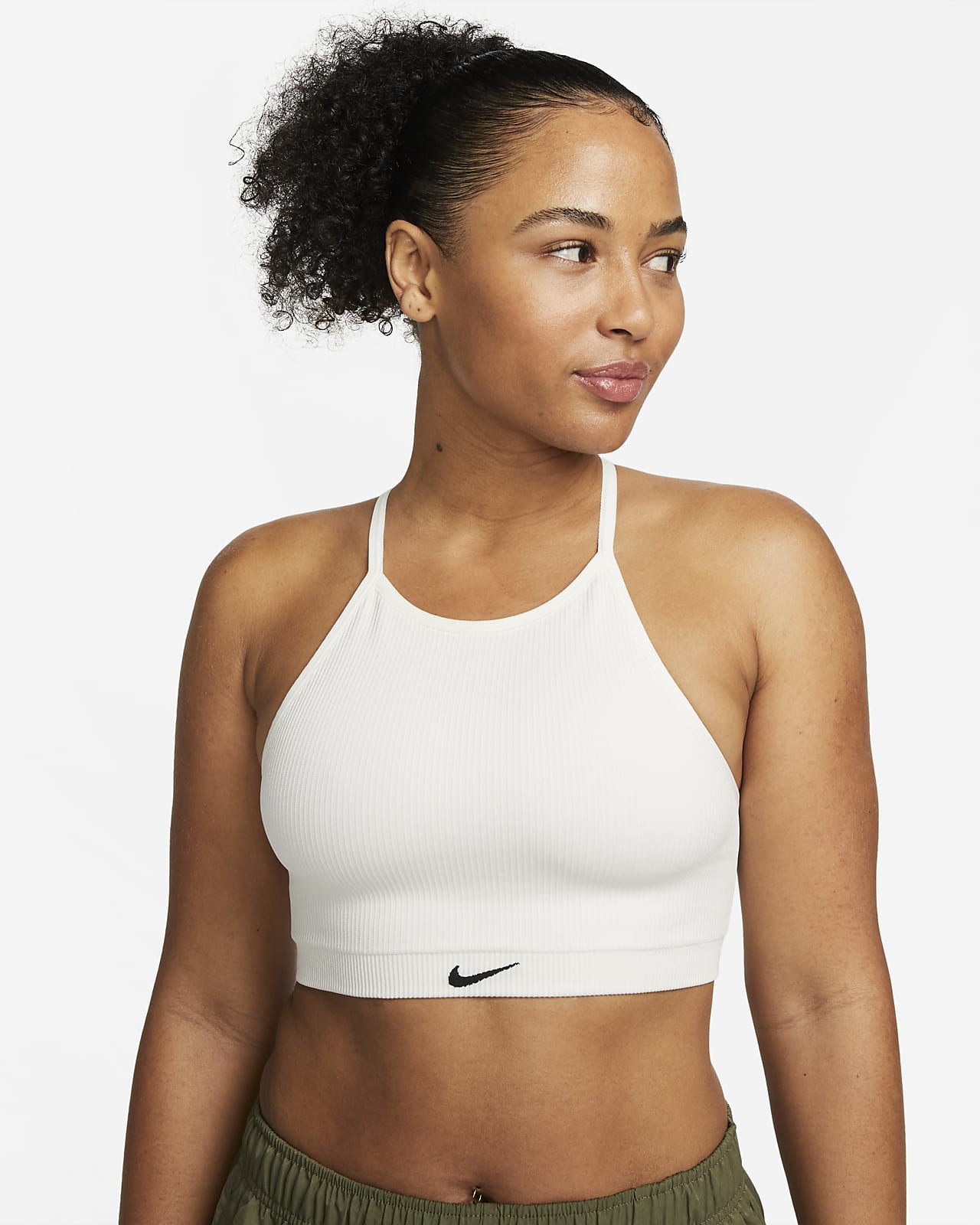 Bra deportivo sin almohadilla de baja sujeción para mujer Nike Indy Seamless Ribbed