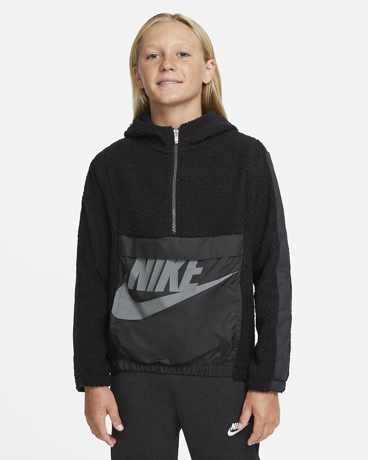 Felpa con cappuccio e zip a metà lunghezza per l'inverno Nike Sportswear - Ragazzo
