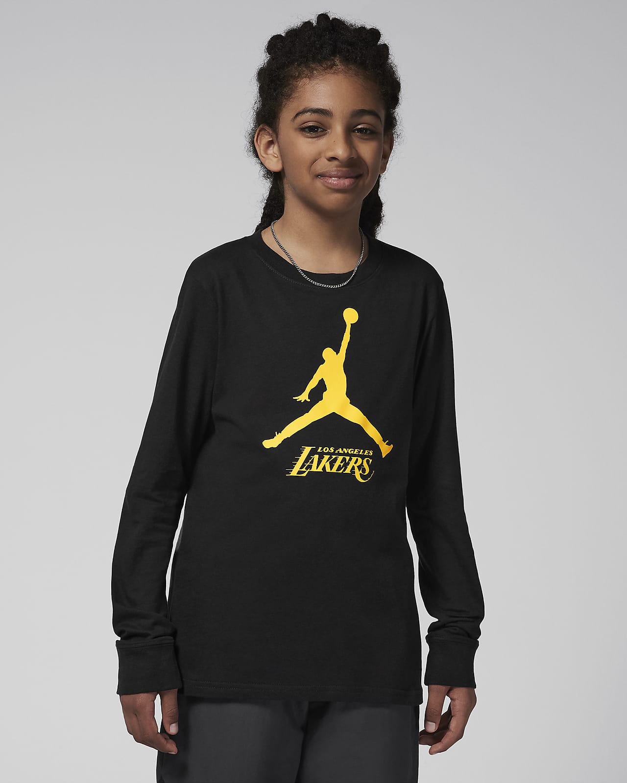 Langærmet Los Angeles Lakers Essential Jordan NBA-T-shirt til større børn (drenge)