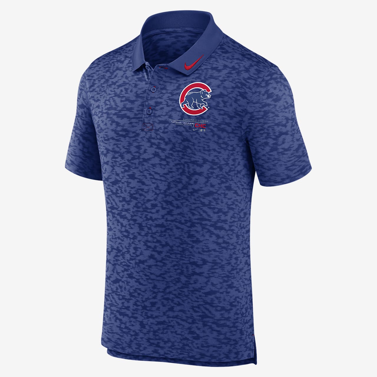 Nike Chicago Cubs 2-Button Basesball Mens Polo Blue Red Dri-Fit