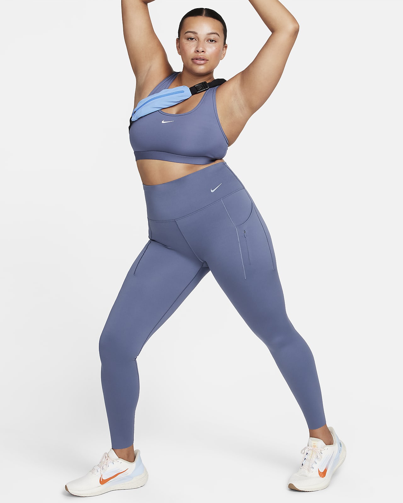 Nike Go leggings i full lengde med fast støtte, høyt liv og lommer til dame 