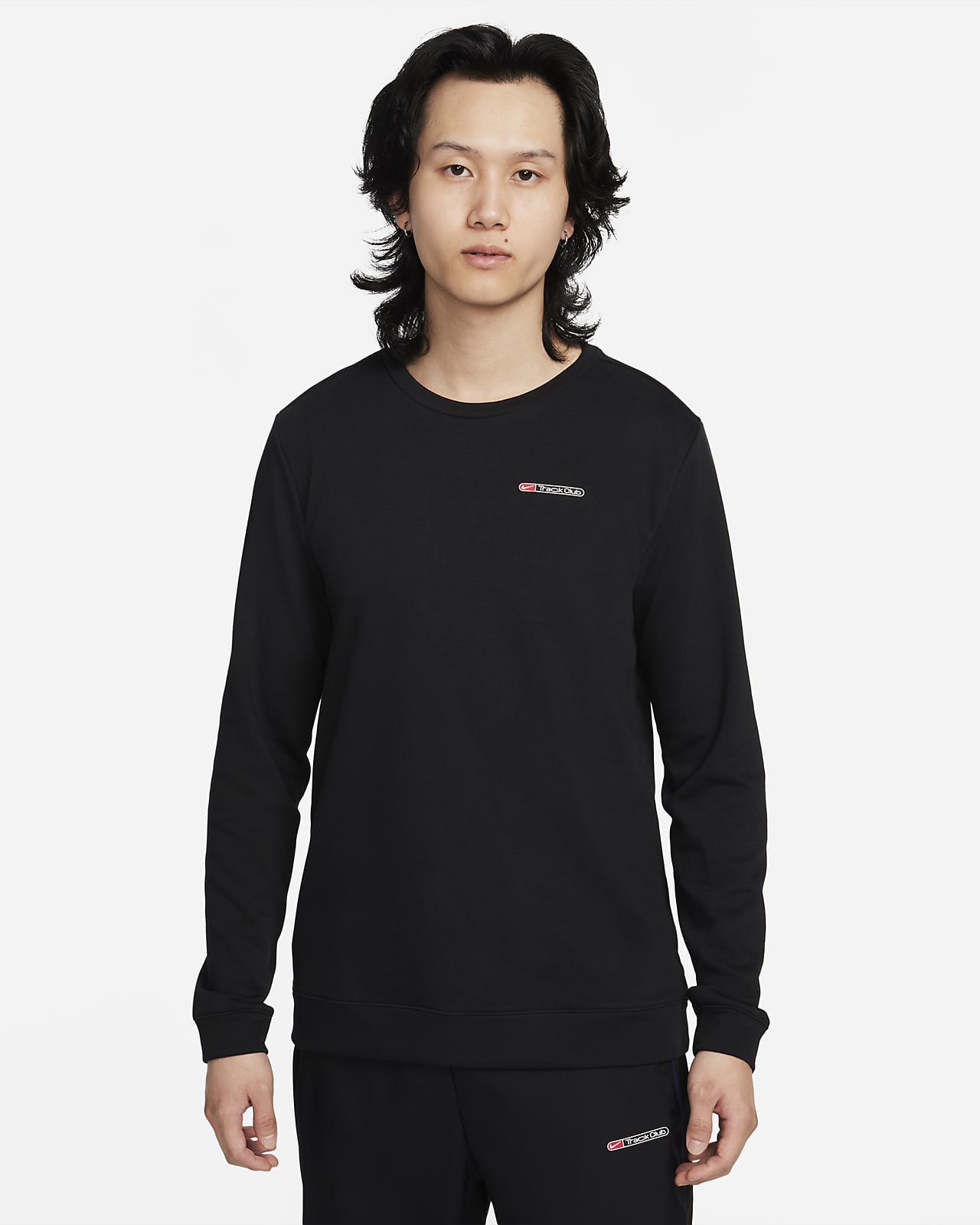 Nike Dri-FIT Track Club Men's Fleece Long-Sleeve Crew-Neck Running Sweatshirt