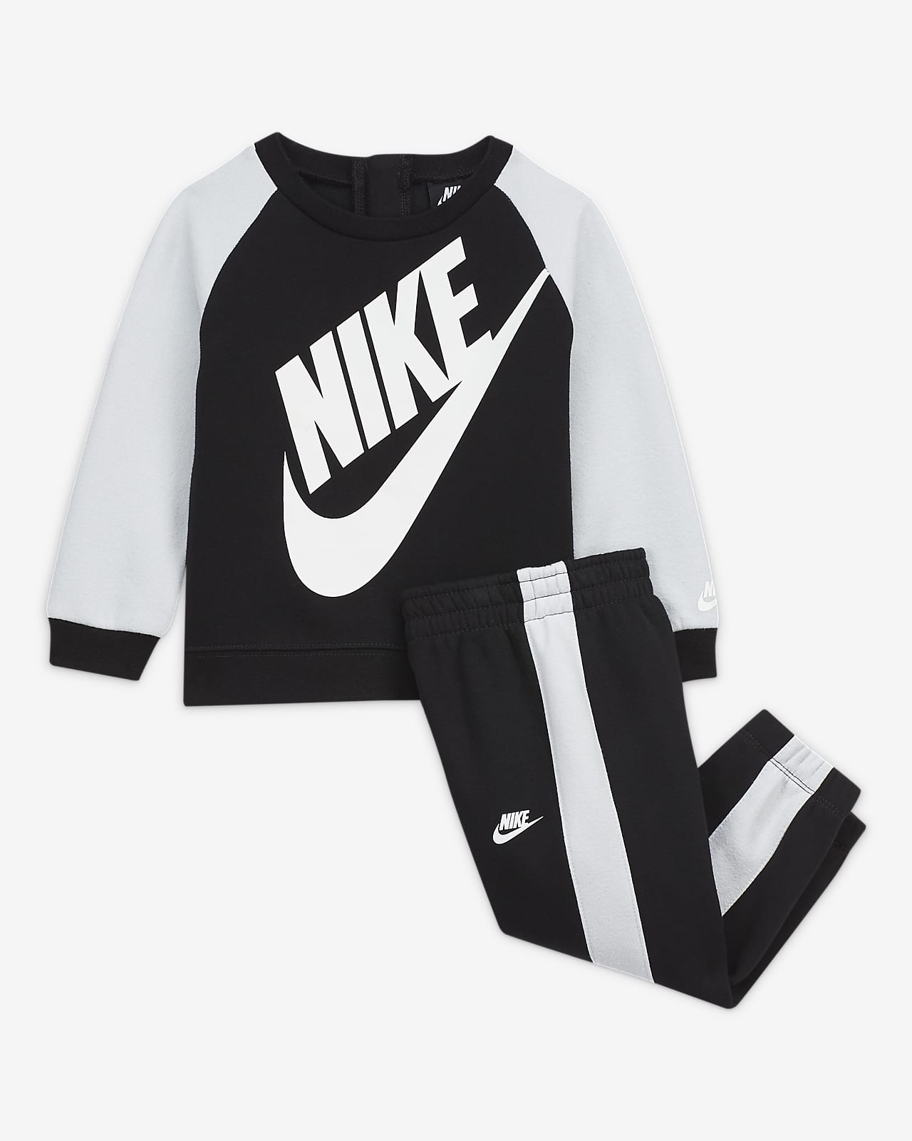 Nike-sæt med crewtrøje og bukser til babyer (12-24 M)