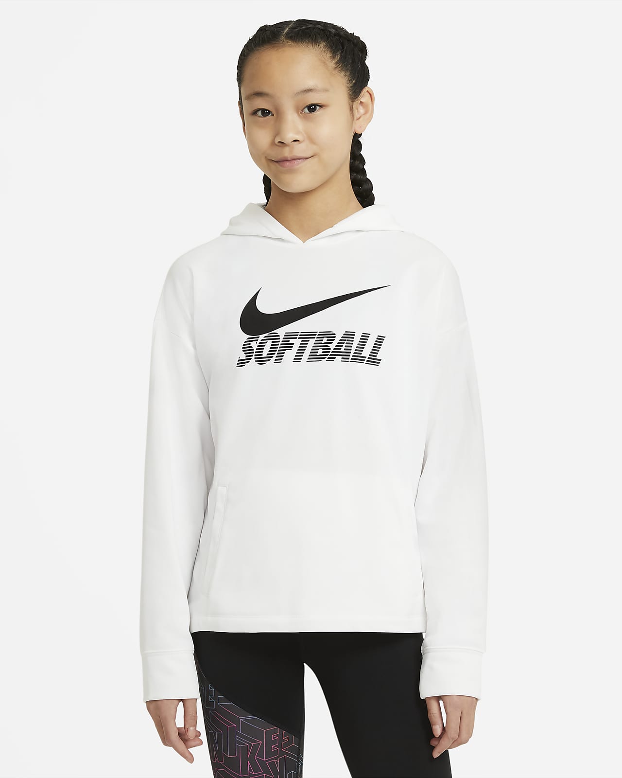 Sudadera con capucha de softball para niñas talla grande Nike Therma