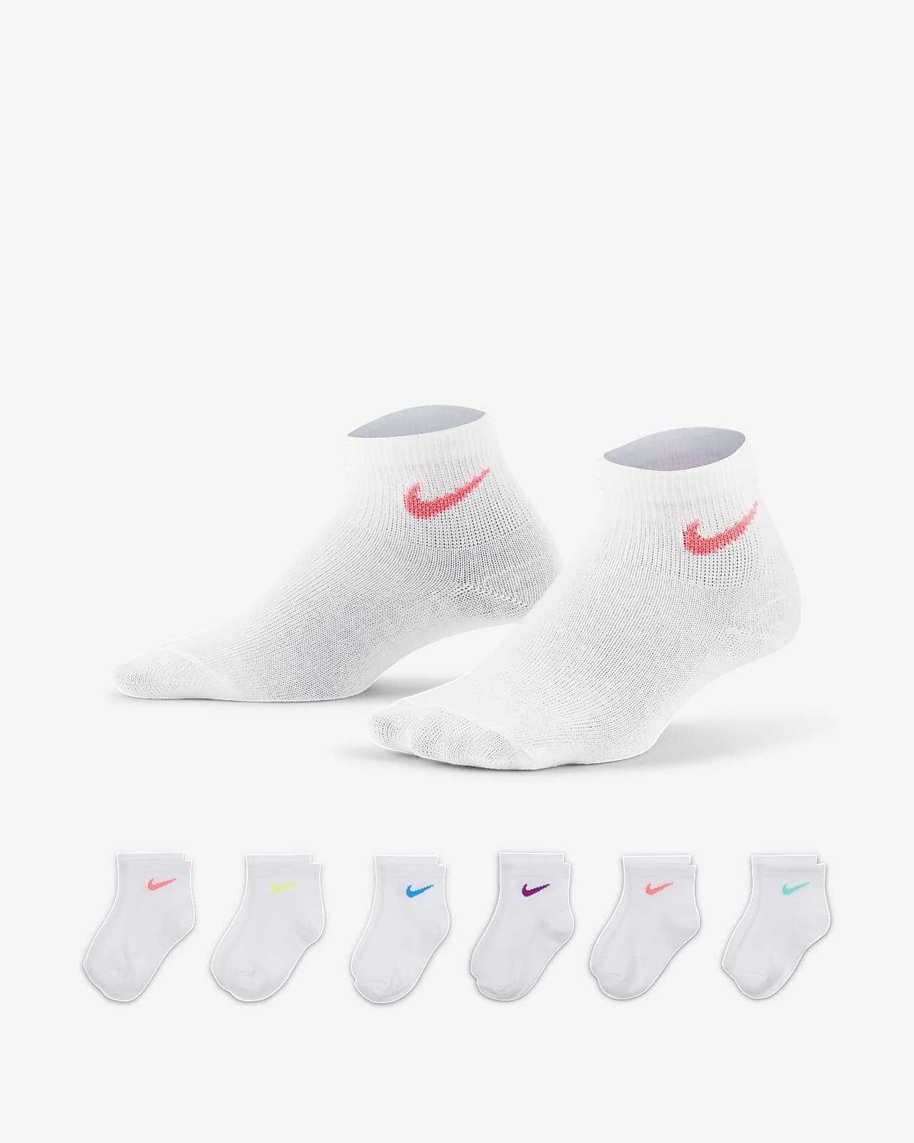Nike Metallic Swoosh Little Kids' Quarter-Length Socks (6 Pairs)