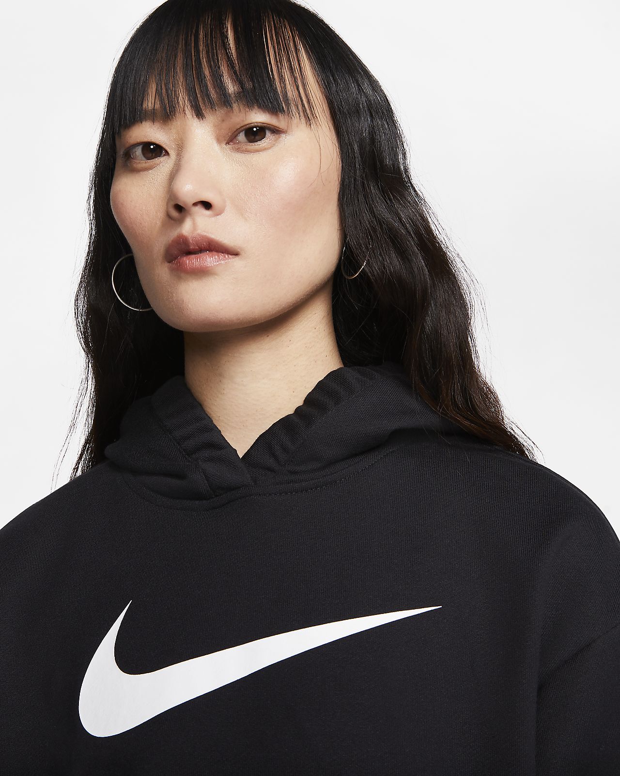 nike black swoosh hoodie women's