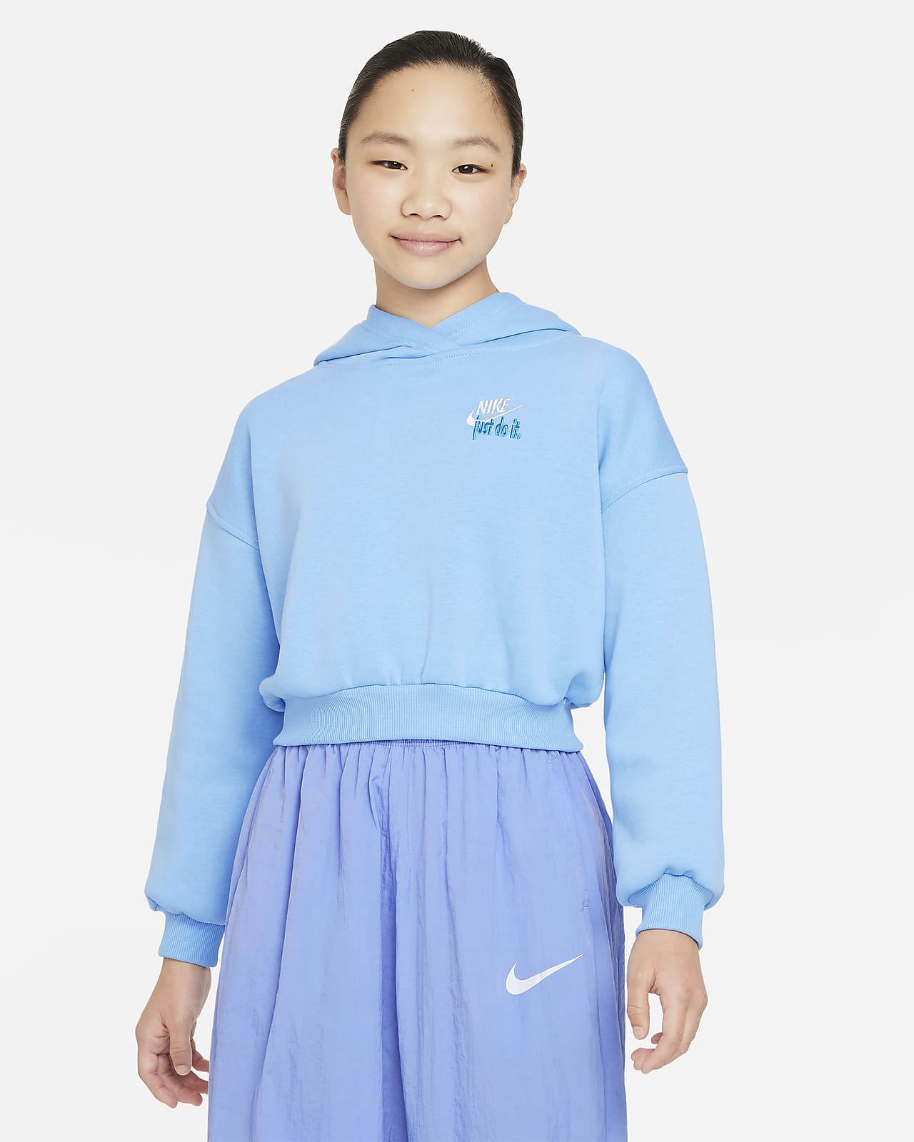 Nike Sportswear Club Fleece Big Kids' (Girls') Oversized Cropped Hoodie