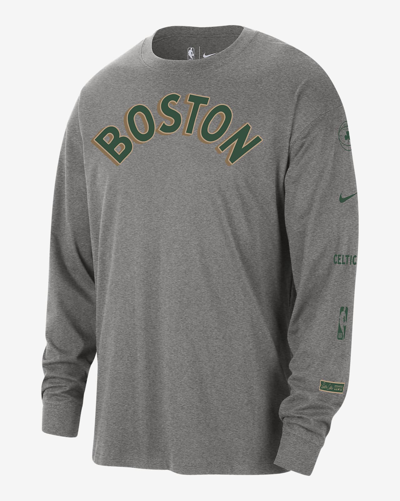 Boston Celtics 2023/24 City Edition Men's Nike NBA Max90 Long-Sleeve T-Shirt
