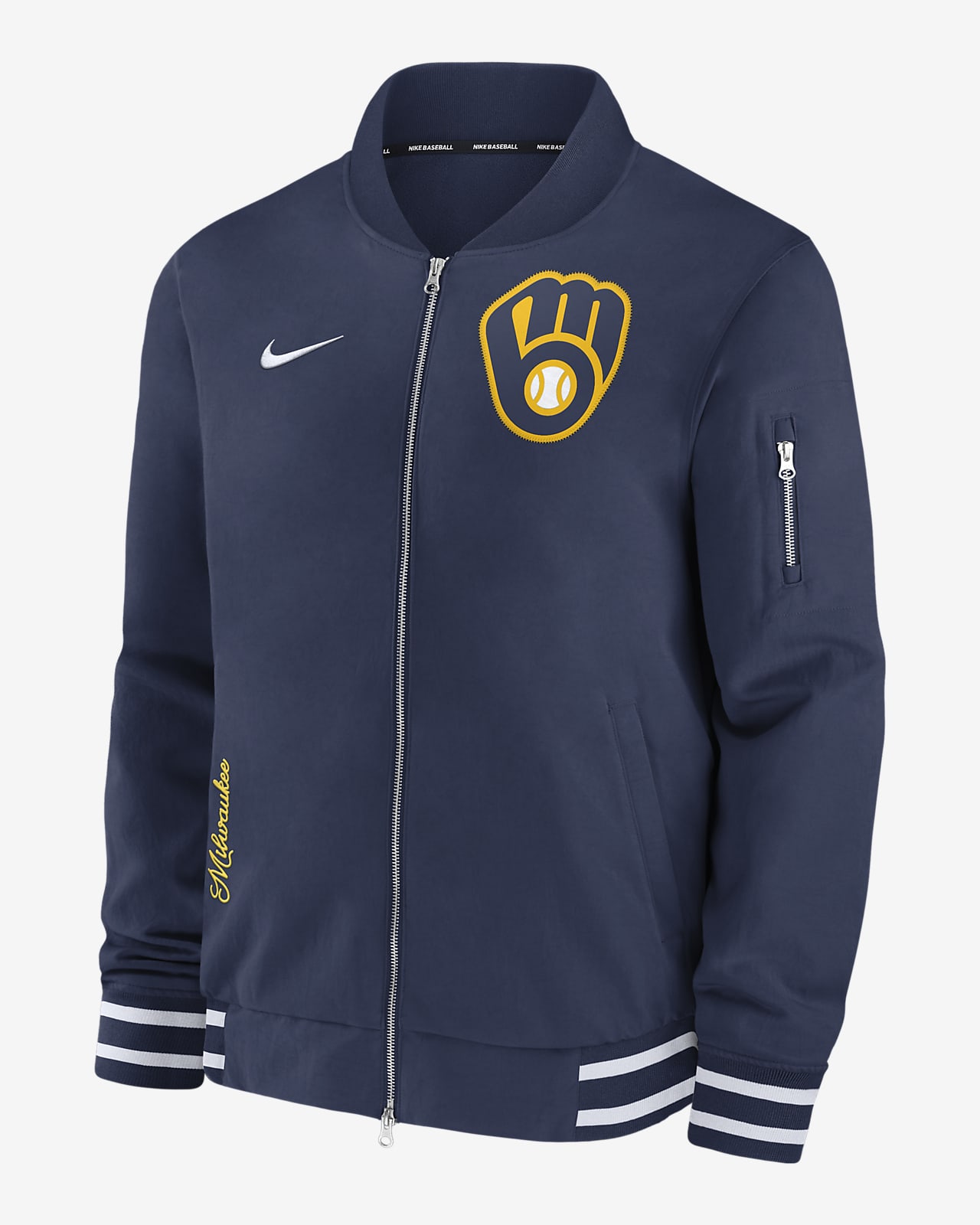 Milwaukee Brewers Authentic Collection Men's Nike MLB Full-Zip Bomber Jacket