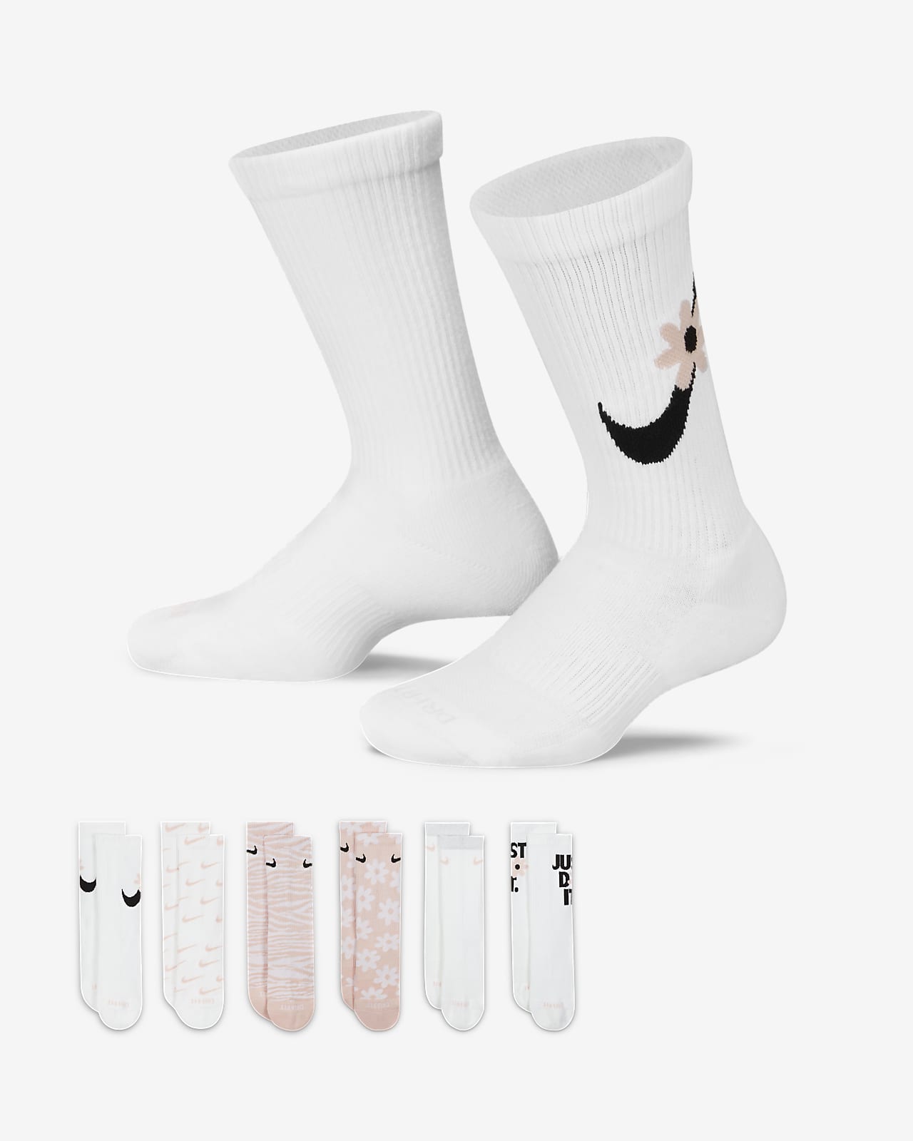 Παιδικές κάλτσες μεσαίου ύψους Nike Everyday Plus Cushioned (έξι ζευγάρια)