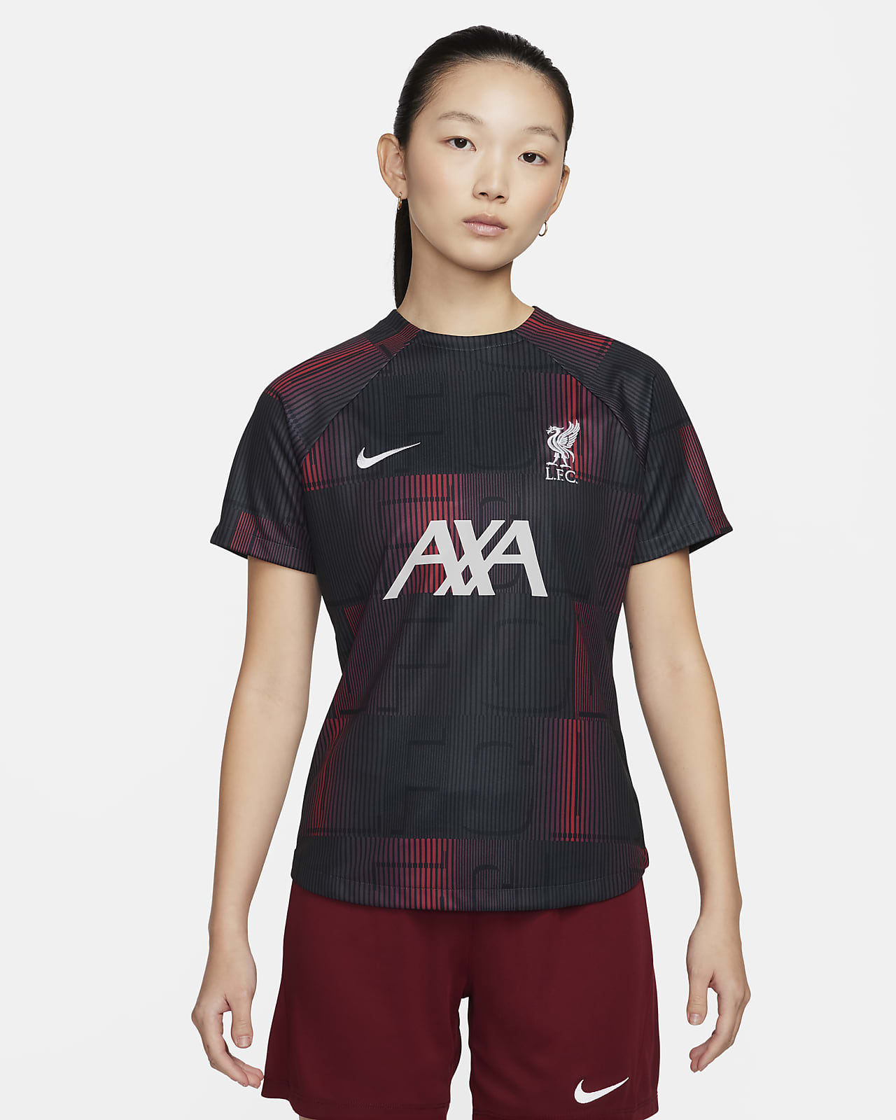 Liverpool FC Academy Pro Nike Dri-FIT Pre-Match Kurzarm-Fußballoberteil für Damen