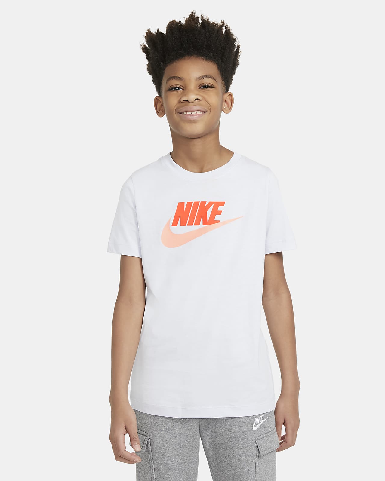 kids orange nike shirt