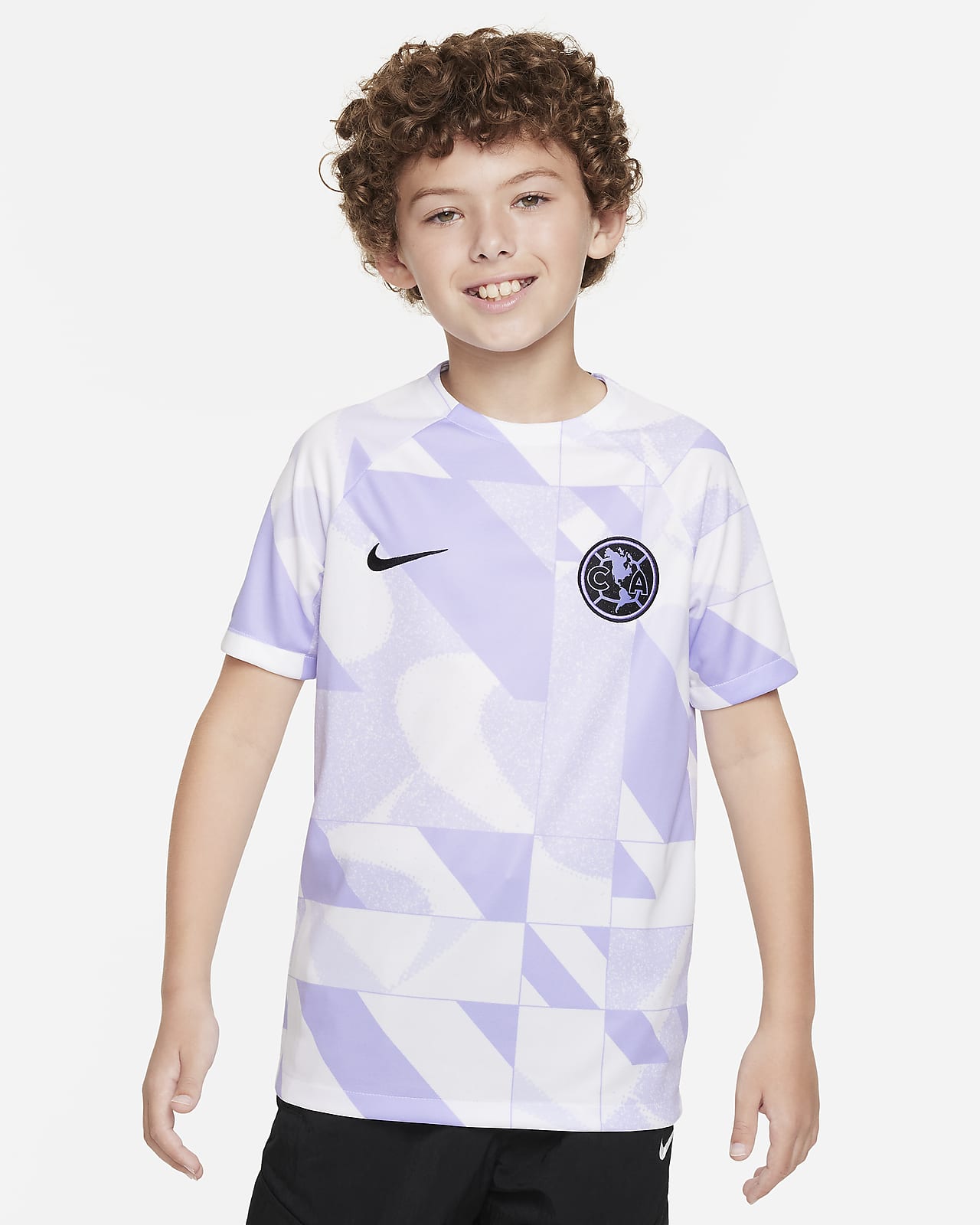 Playera de manga corta de fútbol Nike Dri-FIT para antes del partido para niños talla grande Club América Academy Pro alternativa
