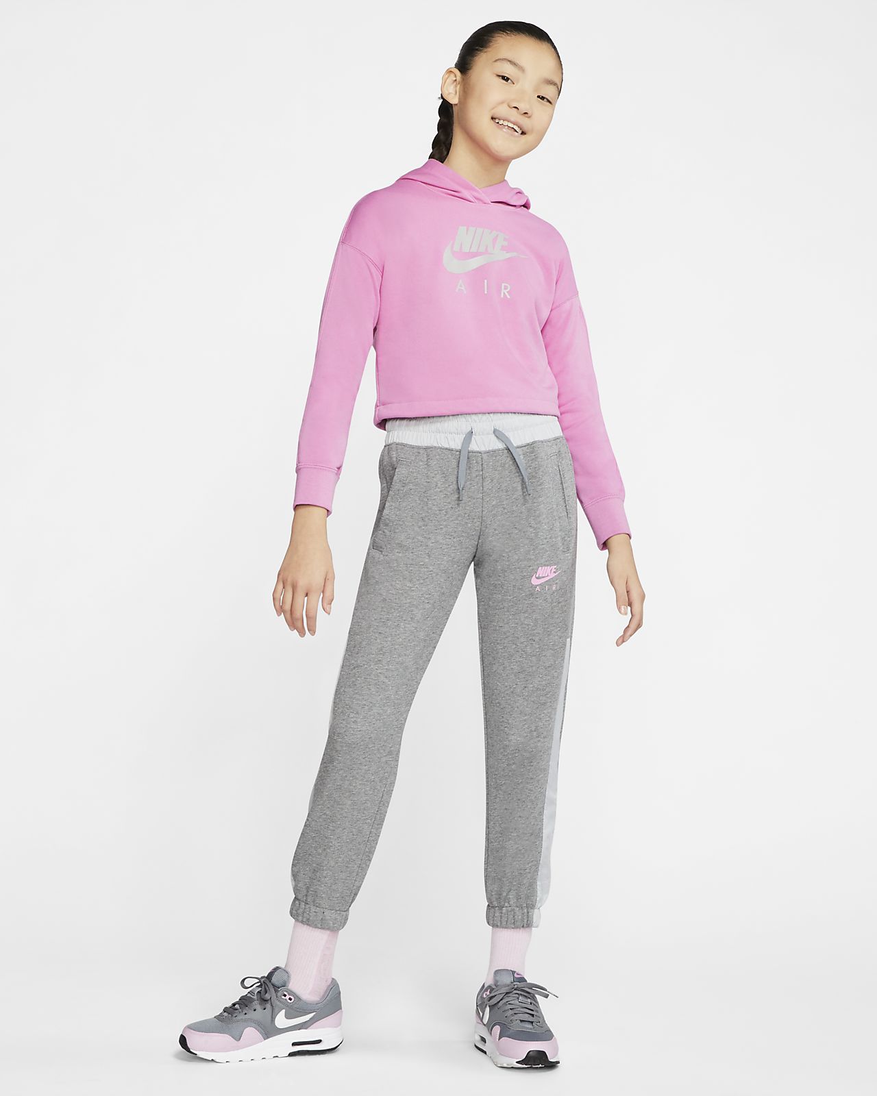 nike pink crop hoodie