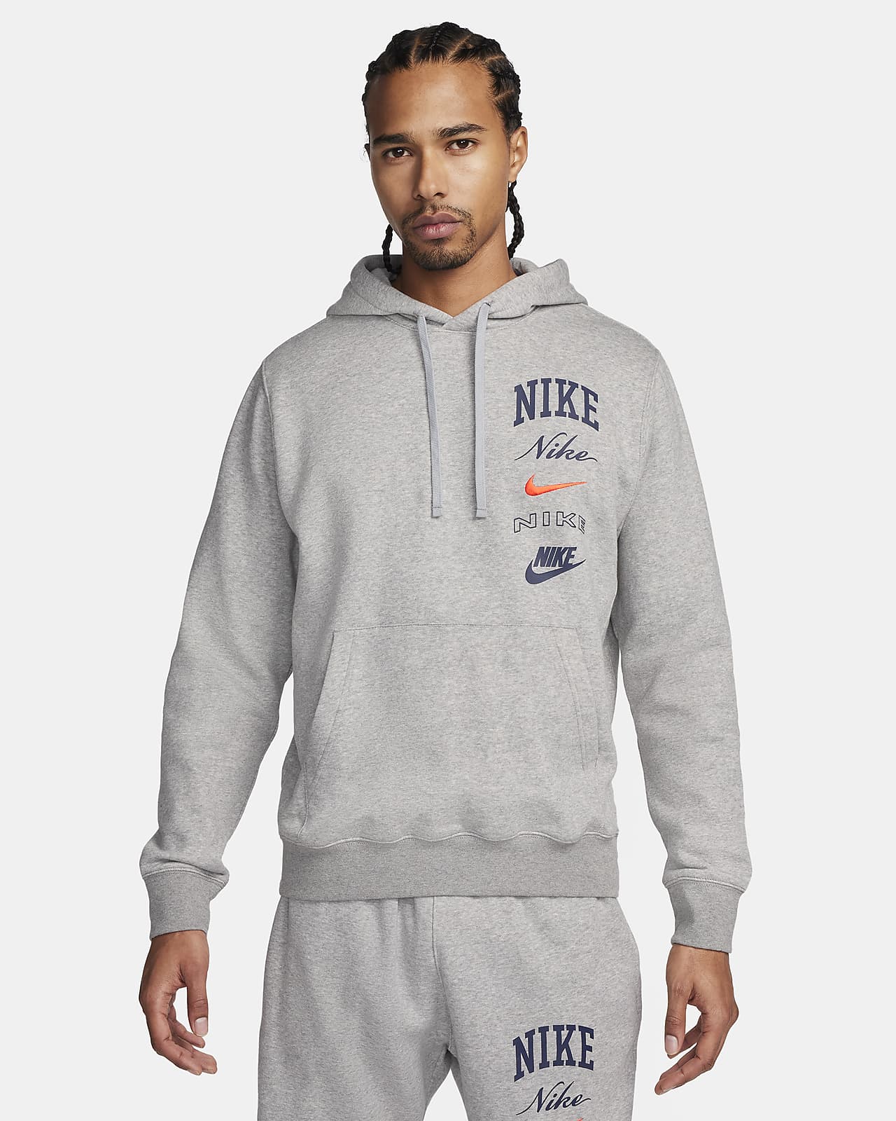 Nike Club Fleece kapucnis, belebújós férfipulóver