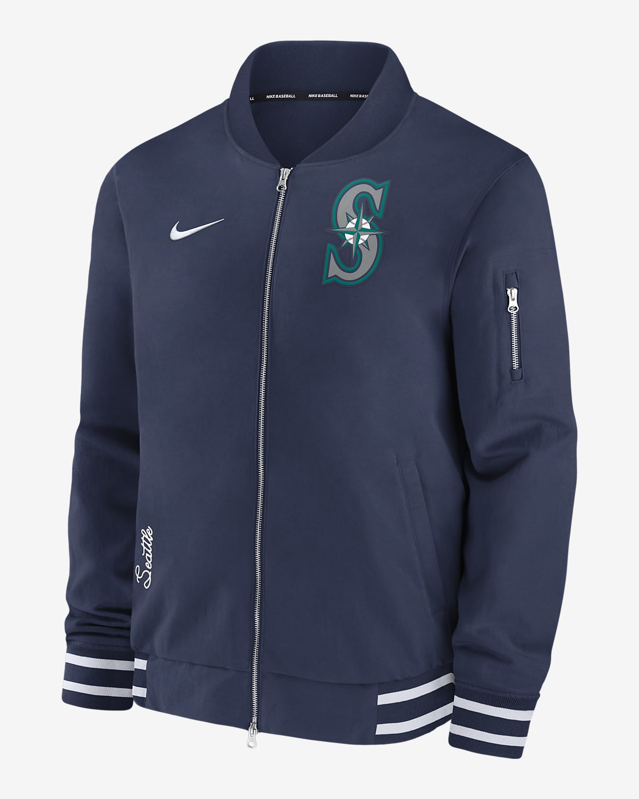 Seattle Mariners Authentic Collection Men's Nike MLB Full-Zip Bomber Jacket