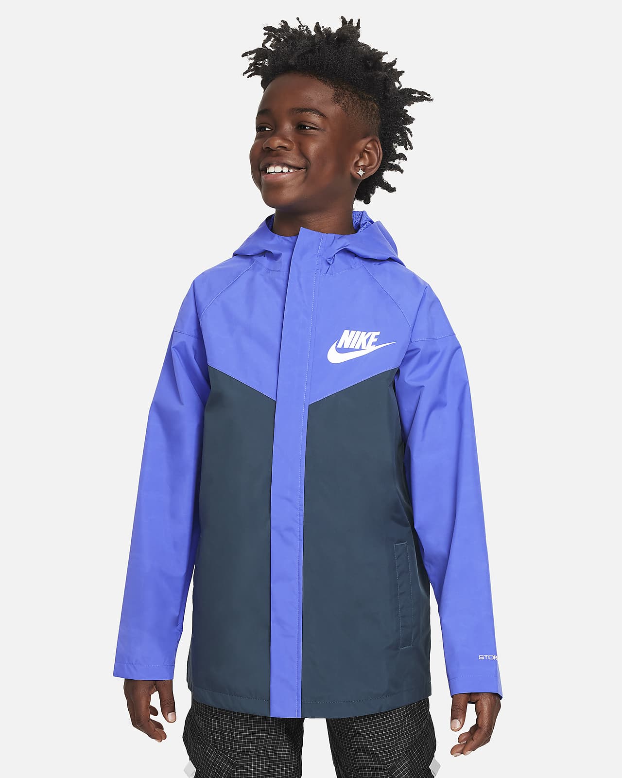 Nike Sportswear Windpuffer Big Kids' (Boys') Storm-FIT Loose Water-Resistant Hip-Length Hooded Jacket