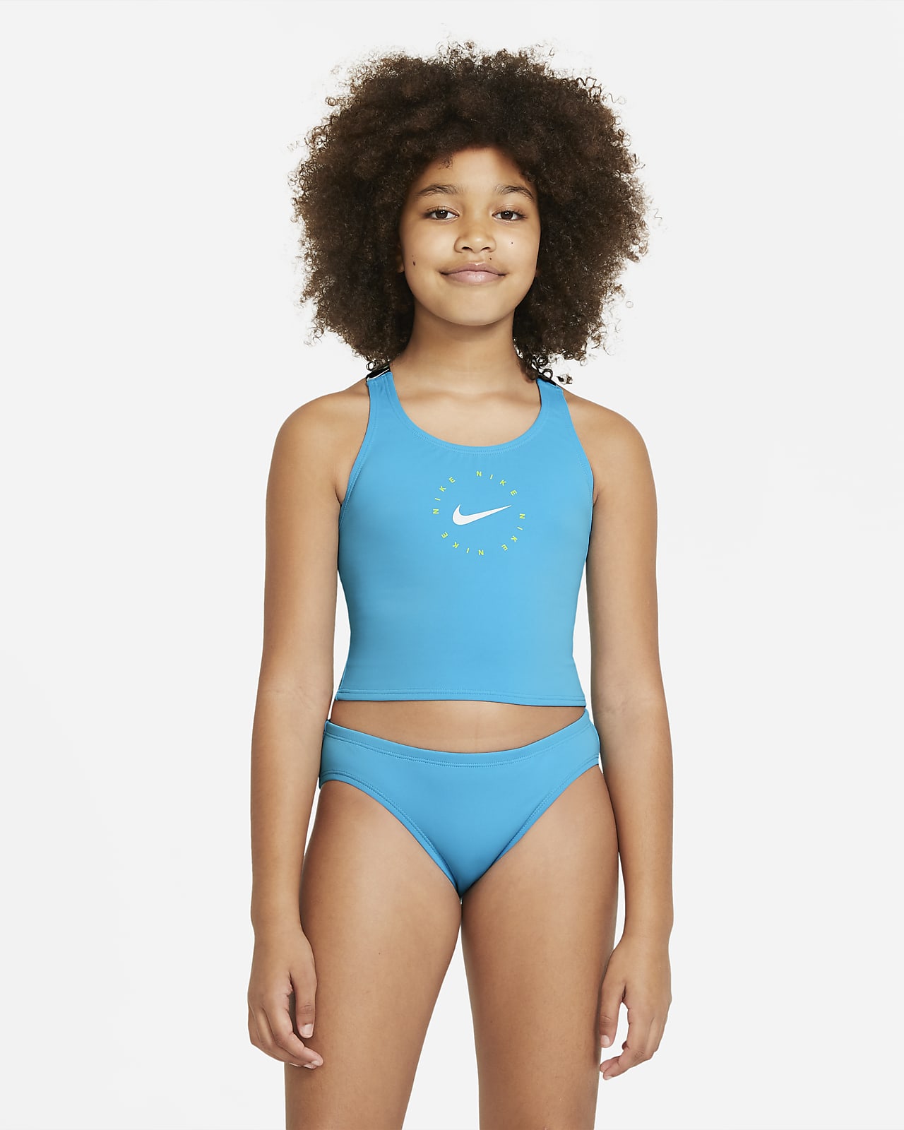 Conjunto de midkini con espalda cruzada para niña talla grande Nike