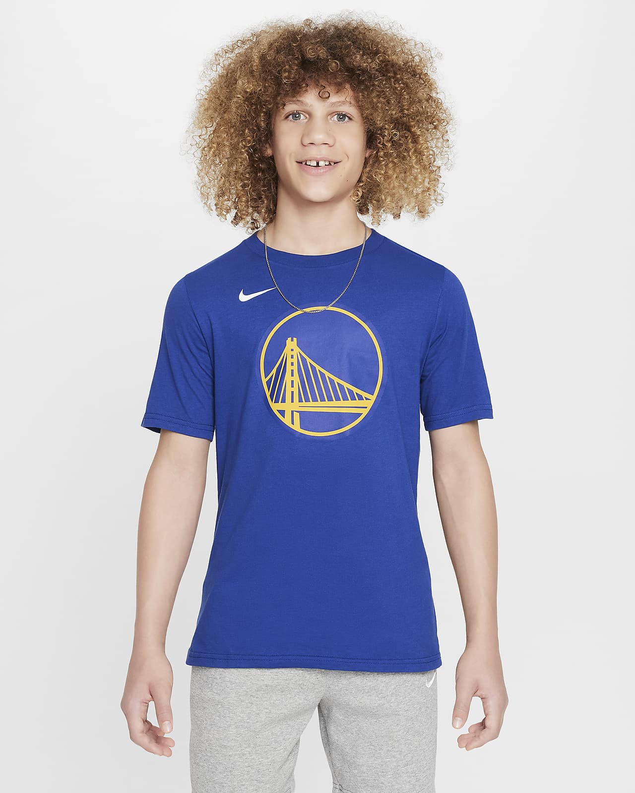 Golden State Warriors Essential Older Kids' (Boys') Nike NBA Logo T-Shirt