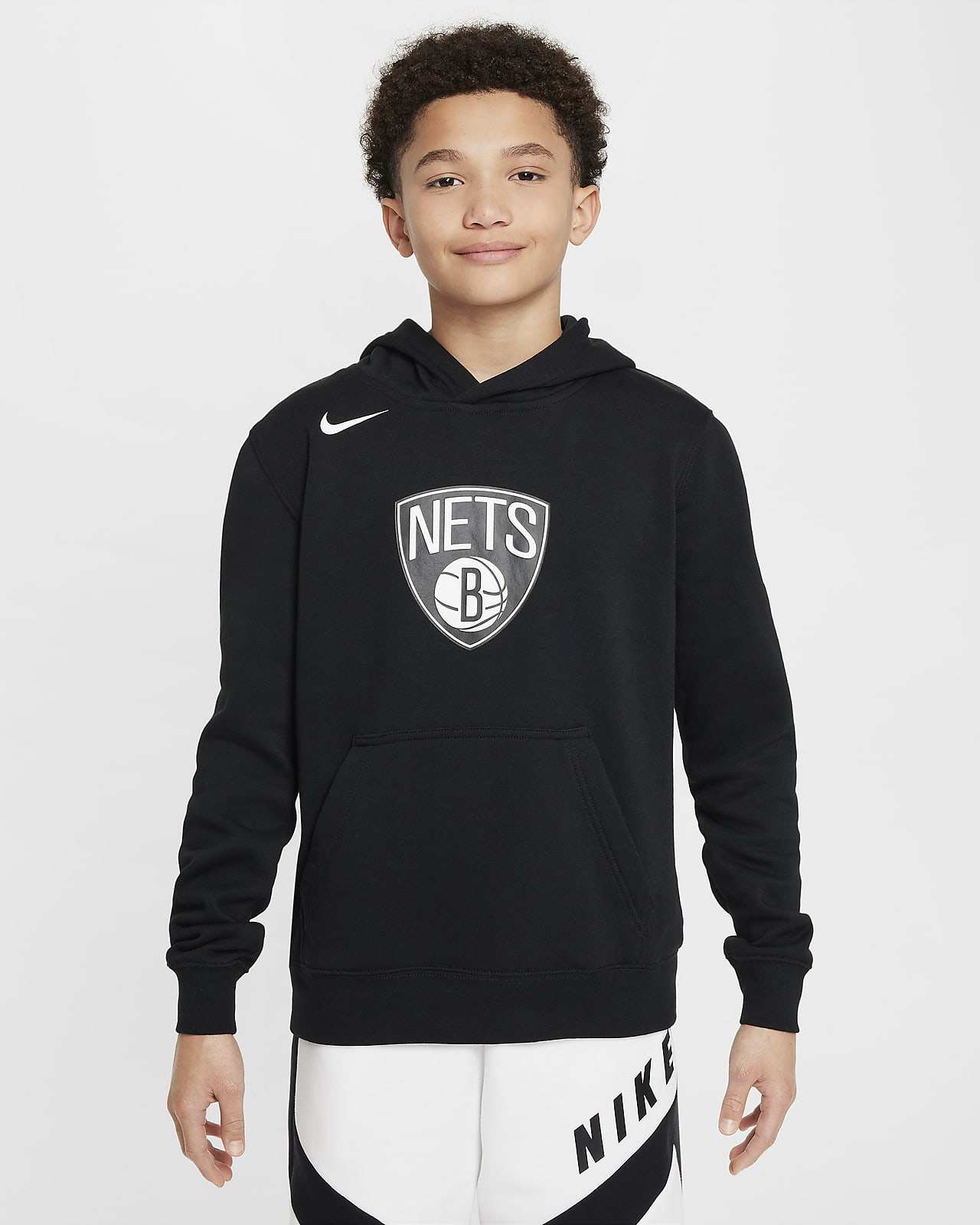 Brooklyn Nets Club Older Kids' Nike NBA Fleece Pullover Hoodie