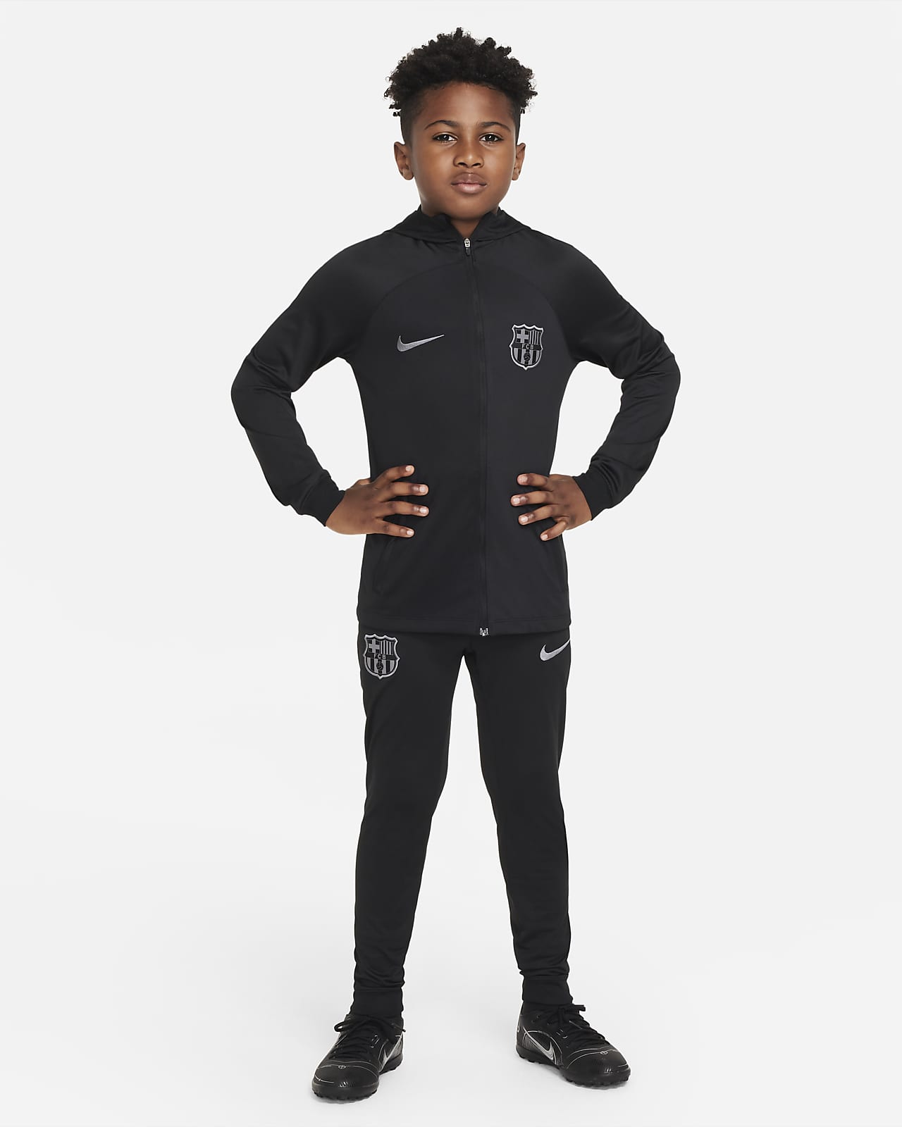 FC Barcelona Strike Nike Dri-FIT Genç Çocuk Kapüşonlu Futbol Eşofmanı