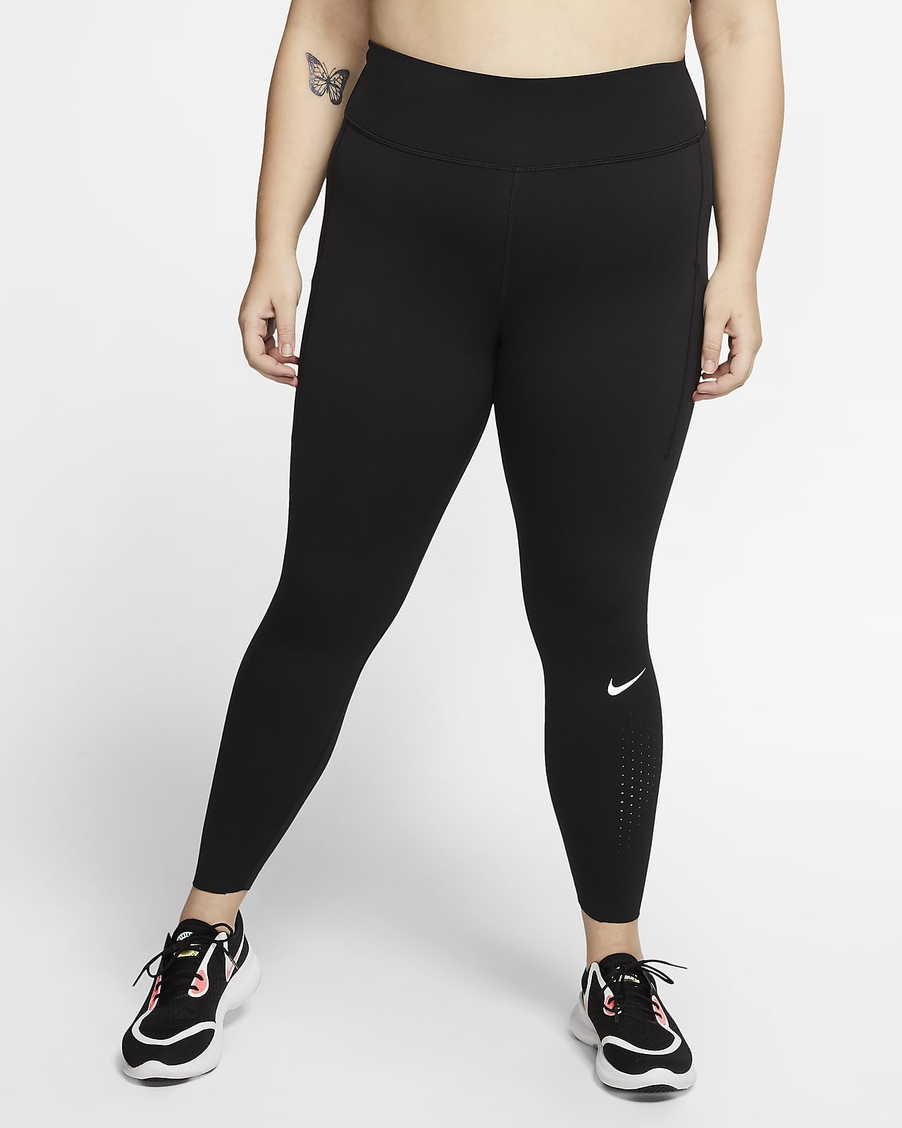 Nike Epic Luxe løpeleggings med lommer og mellomhøyt liv til dame (Plus Size)