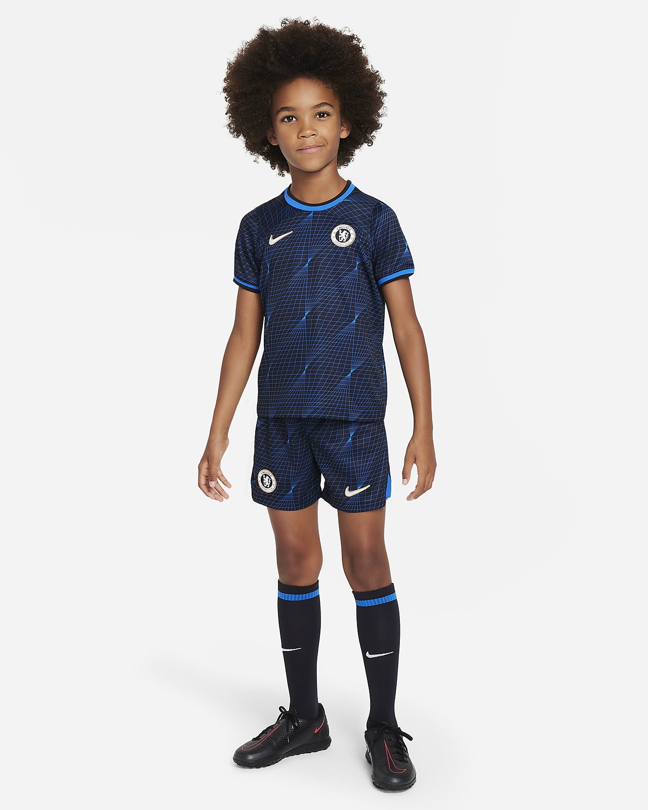 Chelsea FC 2023/24 Away dreiteiliges Nike Dri-FIT-Set für jüngere Kinder
