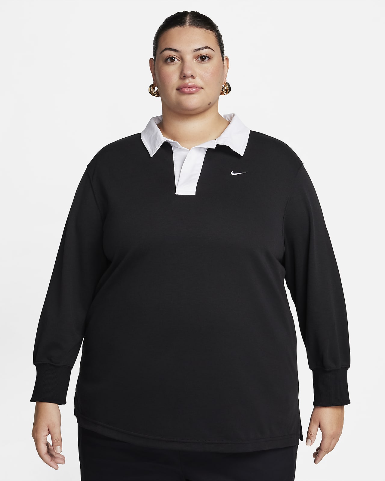 Nike Sportswear Essential oversized polo met lange mouwen voor dames (Plus Size)
