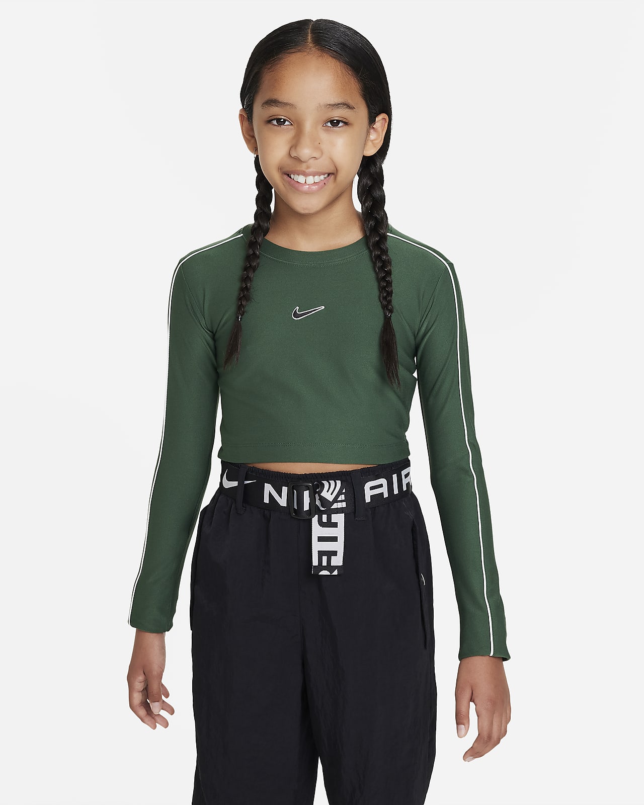 Langærmet Nike Sportswear-croptop til større børn (piger)