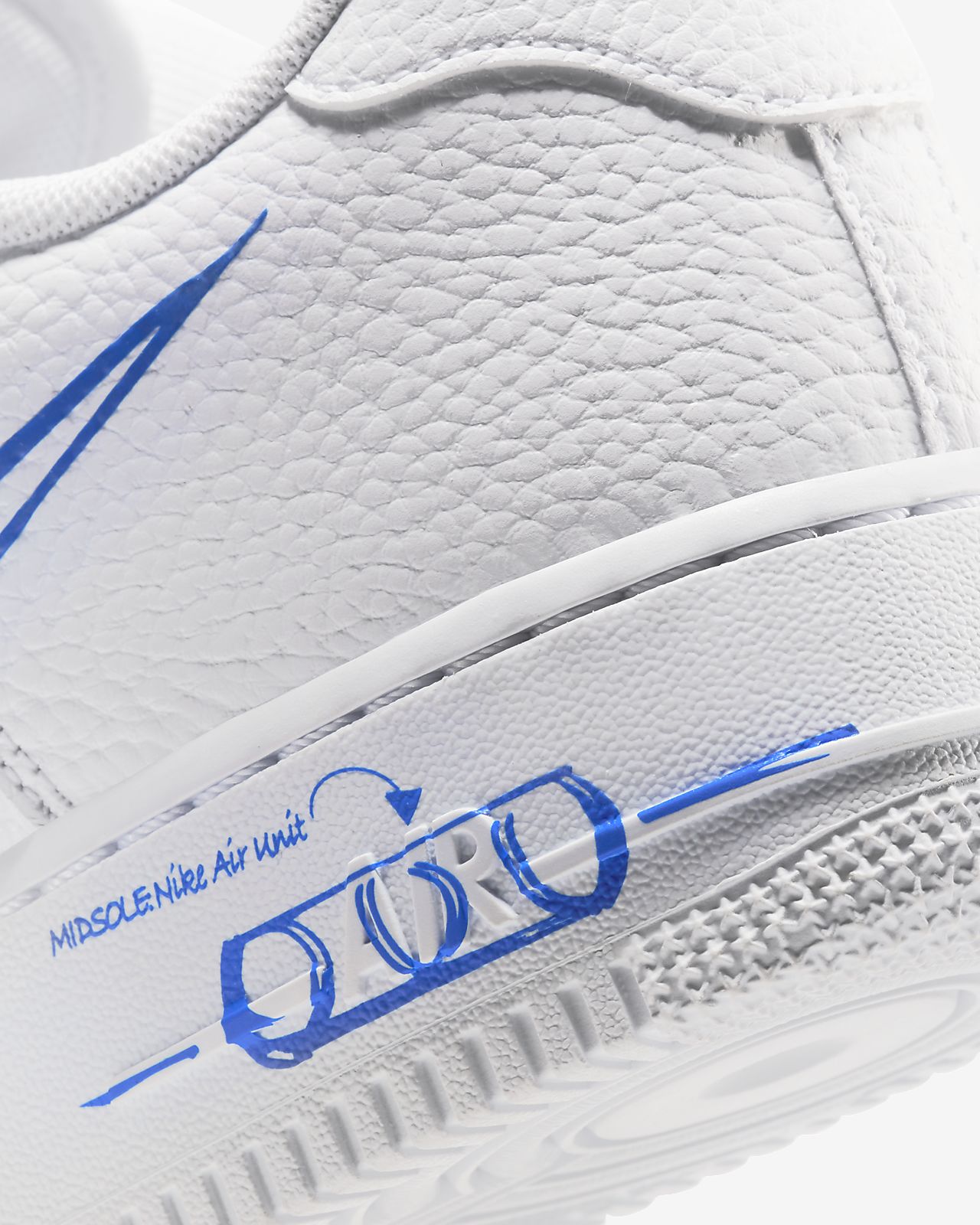 white & blue air force 1 lv8 3 trainers