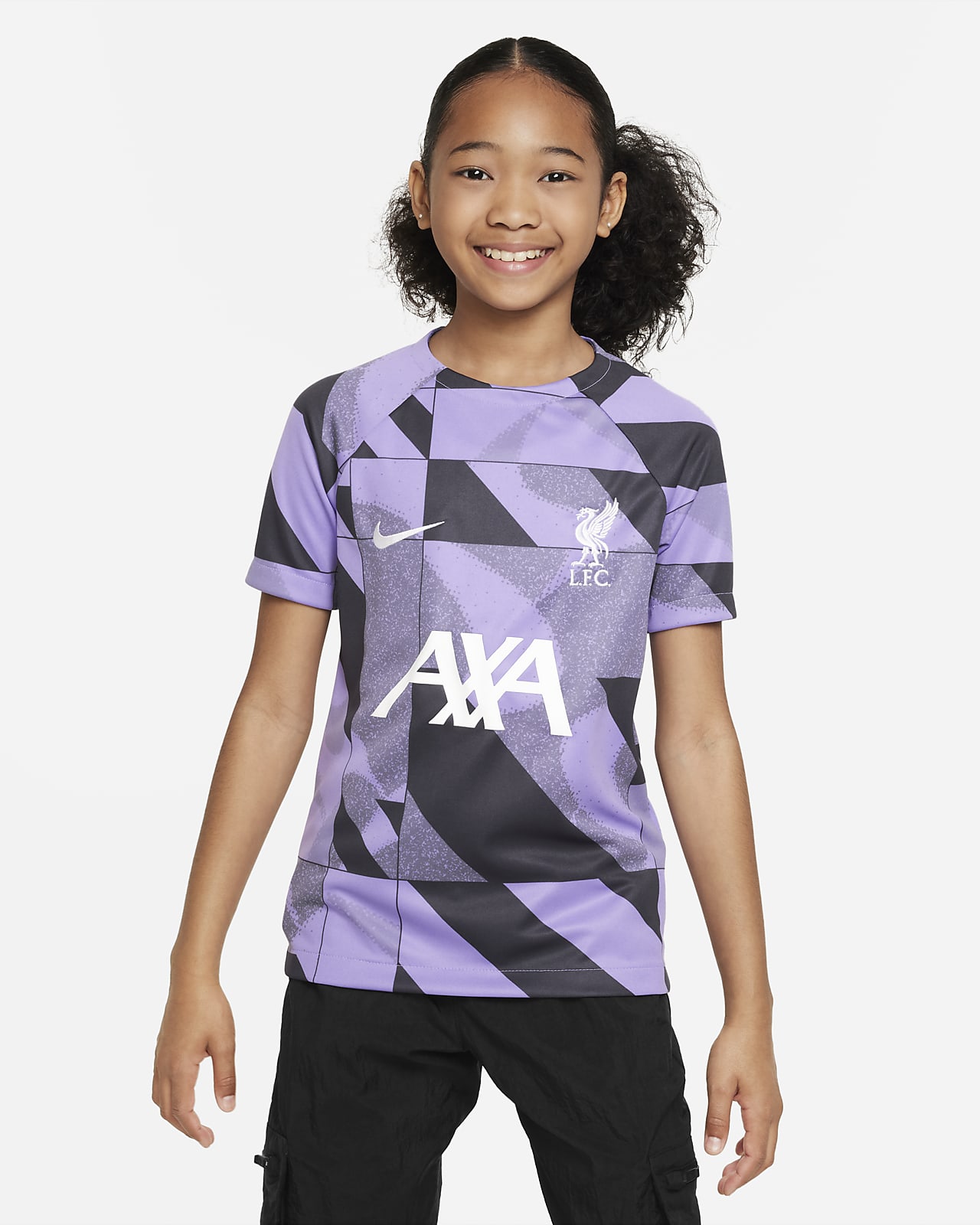 Przedmeczowa koszulka piłkarska dla dużych dzieci Nike Dri-FIT Liverpool F.C. Academy Pro (wersja trzecia)