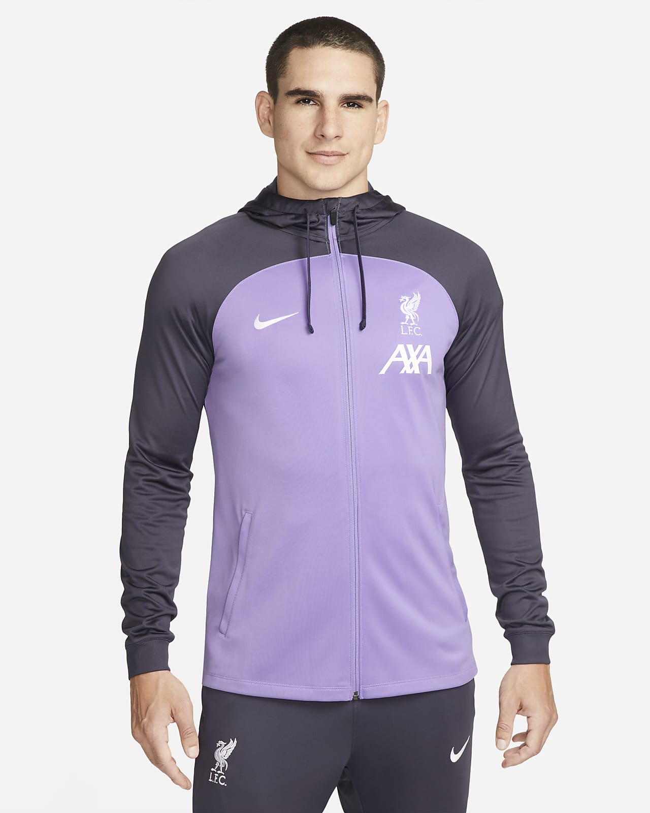 Třetí pánská fotbalová sportovní bunda Nike Dri-FIT Liverpool FC Strike s kapucí