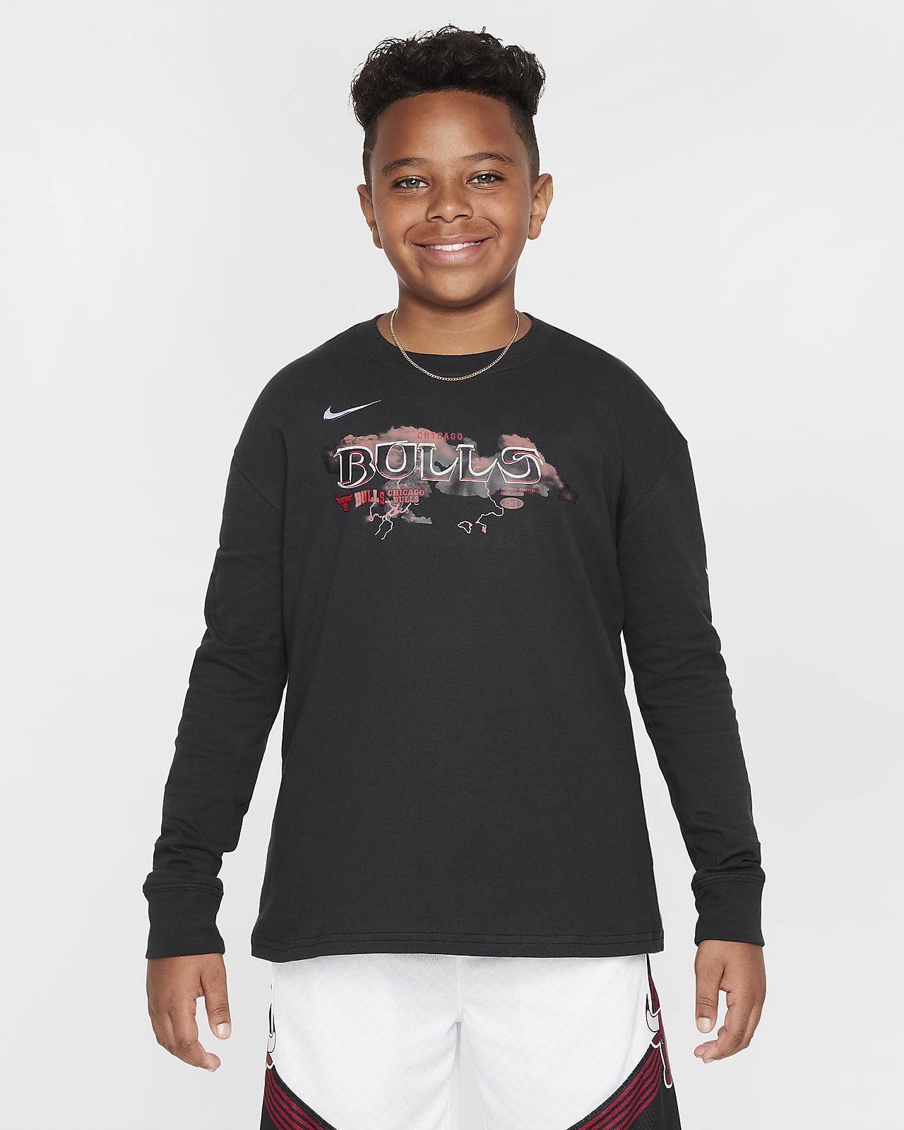Chicago Bulls Essential Nike NBA Max90-T-shirt med lange ærmer til større børn (drenge)